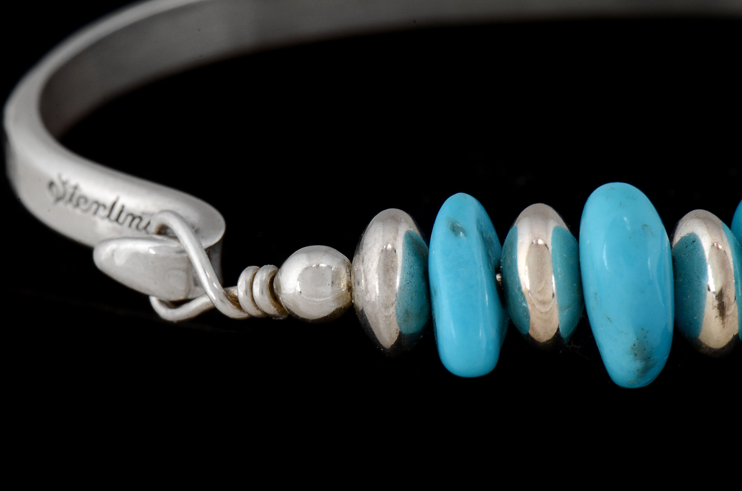 Wenona Southwestern Native American Sterling Silver and Turquoise Bracelet