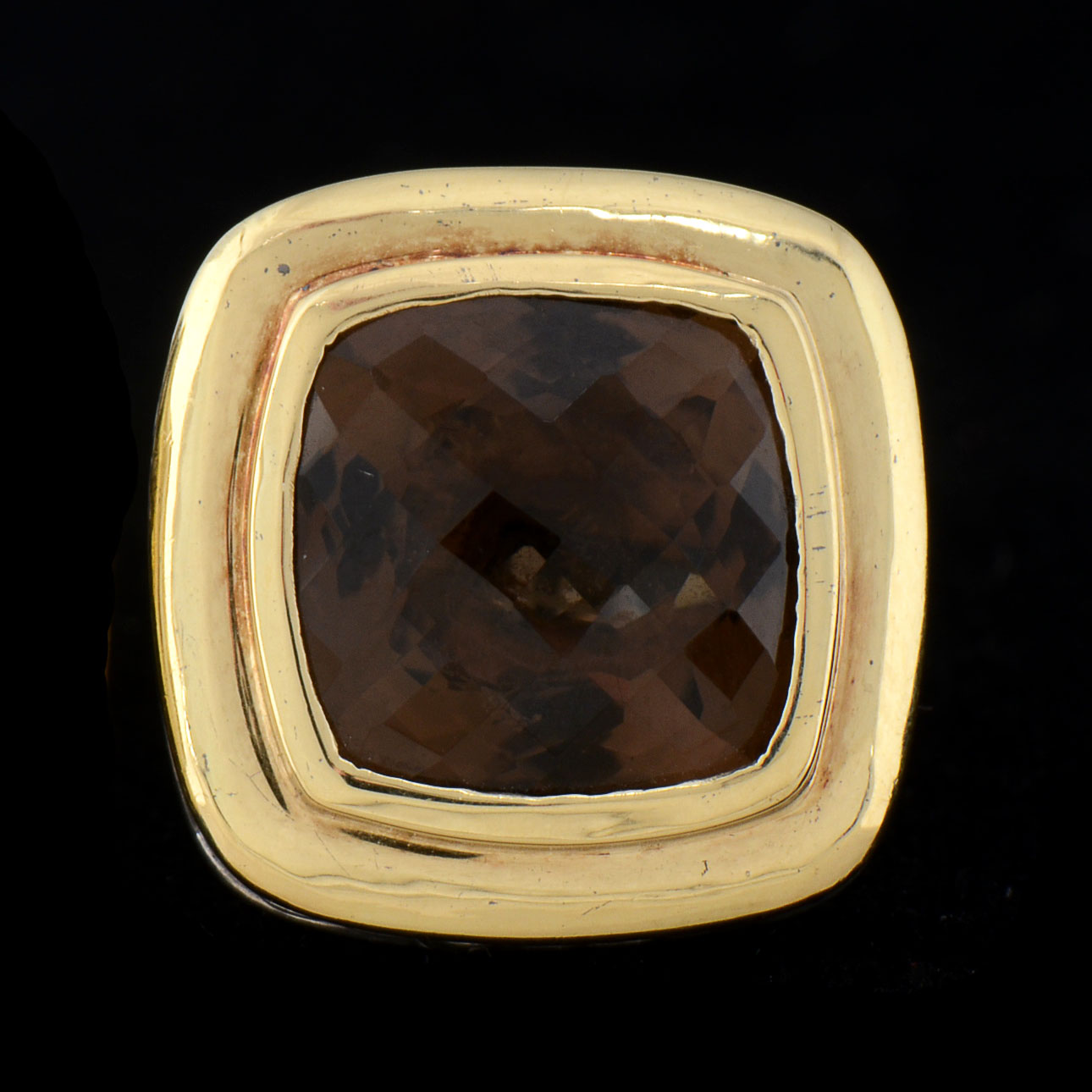 David Yurman Sterling Silver and 18K Yellow Gold Smoky Quartz Pierced Earrings