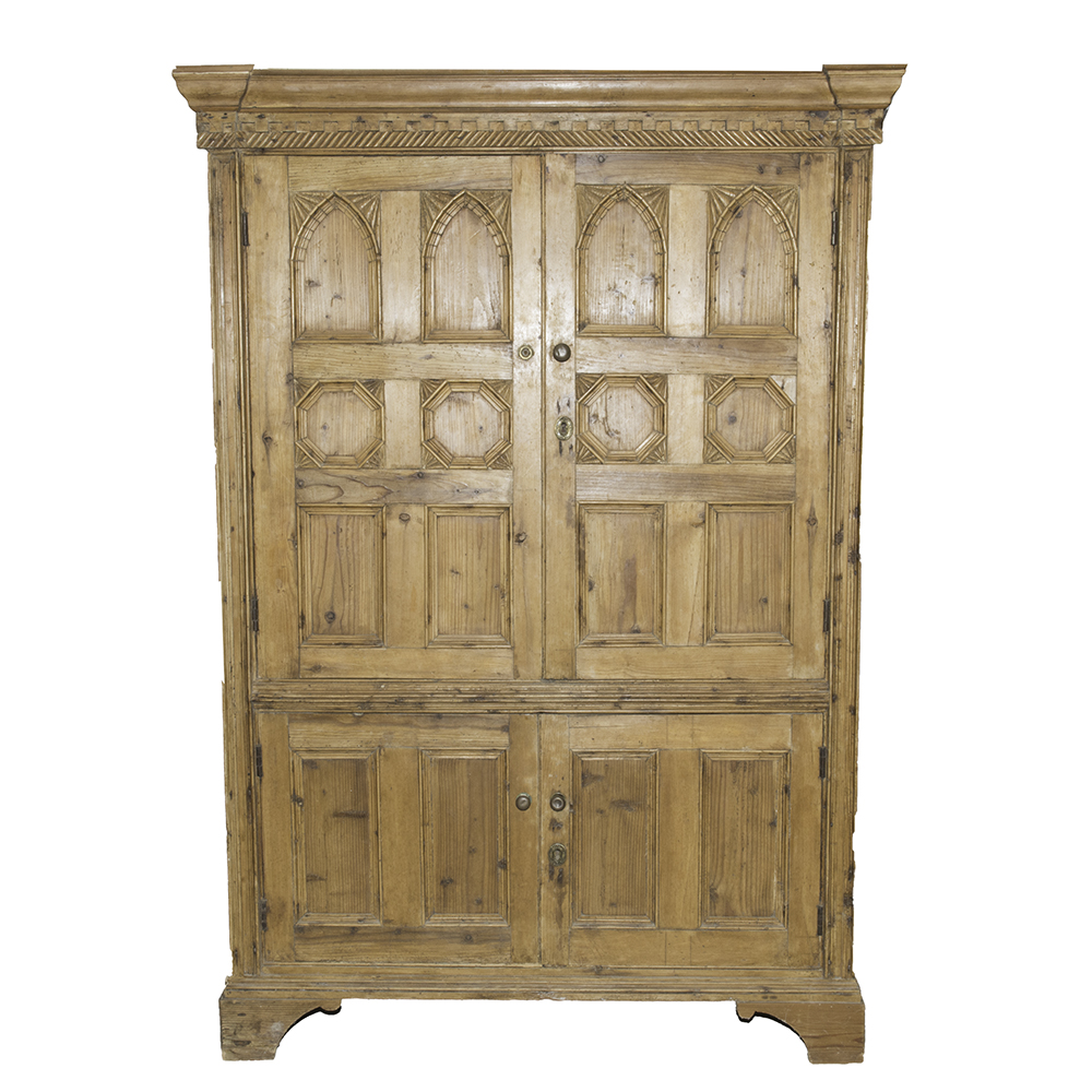 English Carved Pine Cupboard