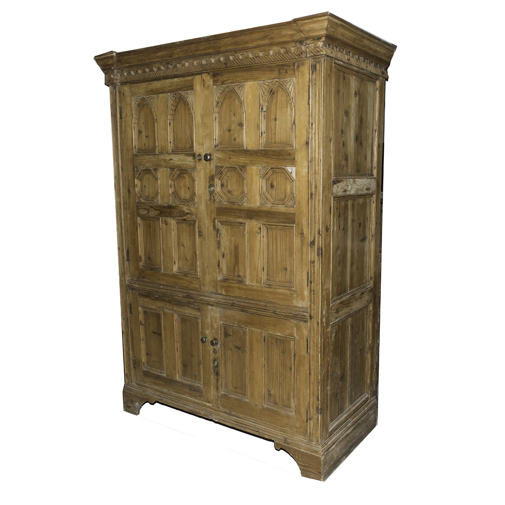 English Carved Pine Cupboard