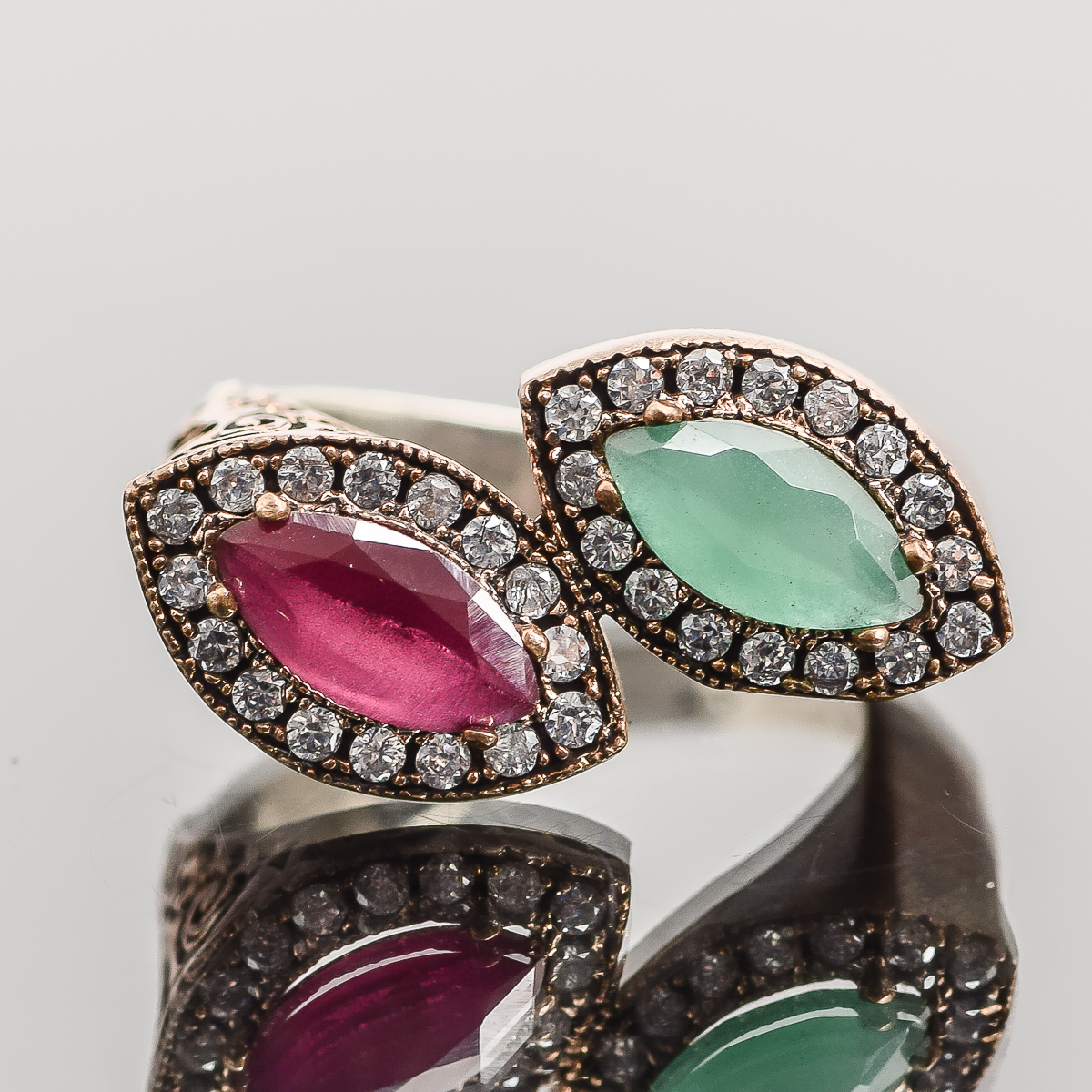 Ornate Gold-Plated Sterling Silver Bypass Ring