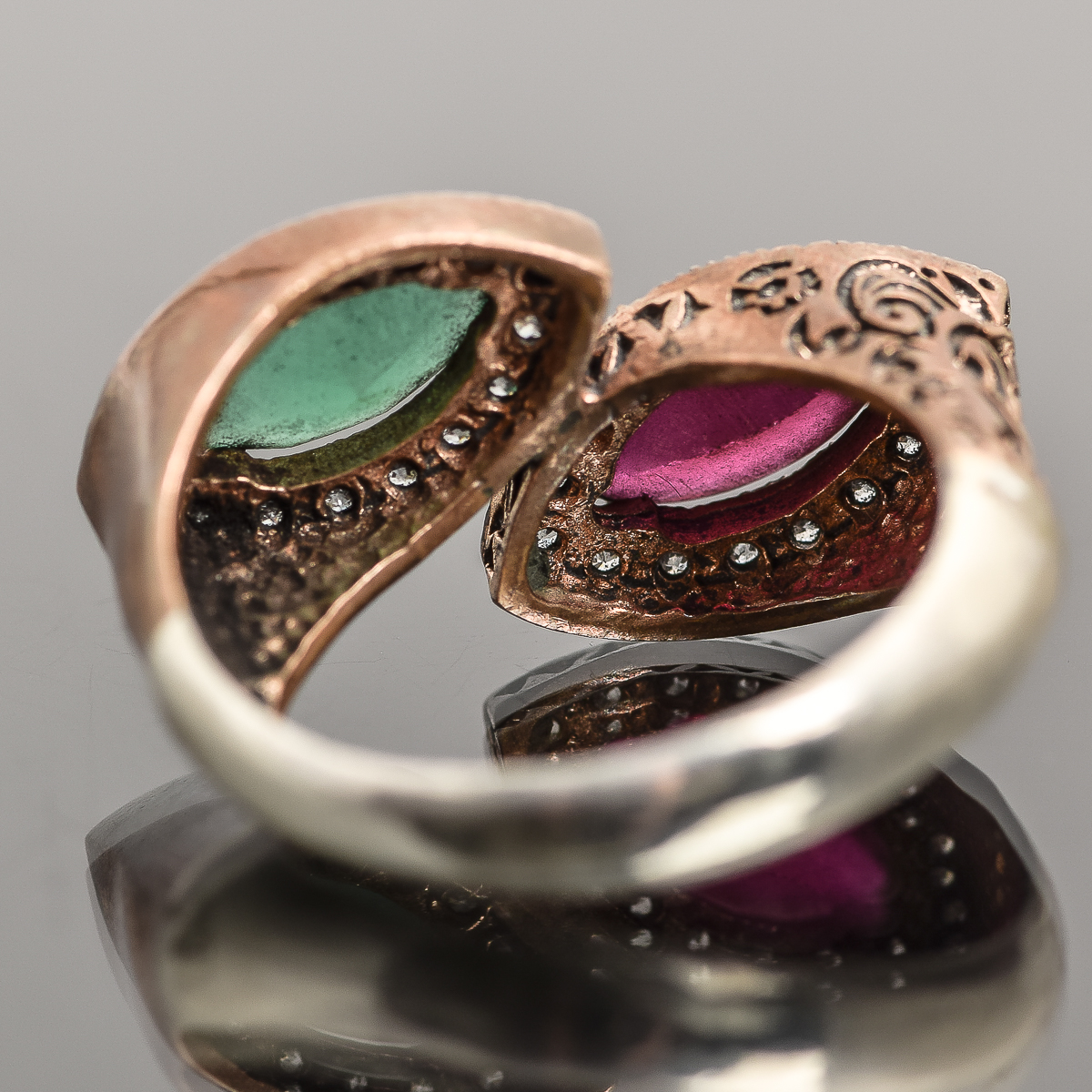 Ornate Gold-Plated Sterling Silver Bypass Ring