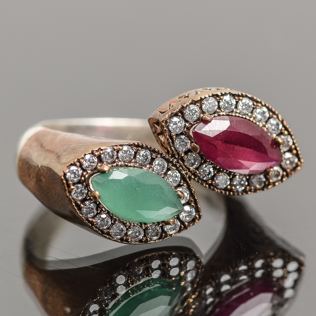 Ornate Gold-Plated Sterling Silver Bypass Ring