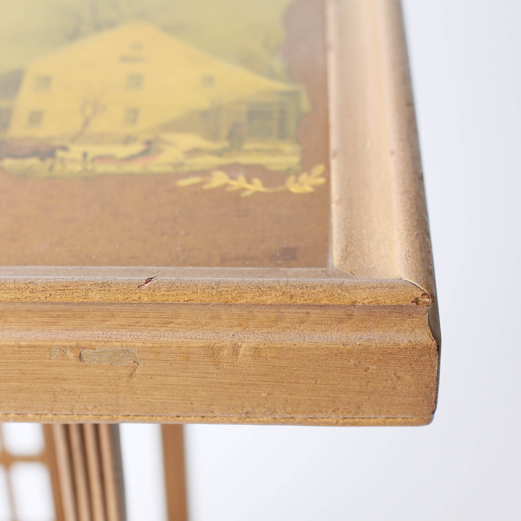 Vintage Side Table With Pictoral Inlay