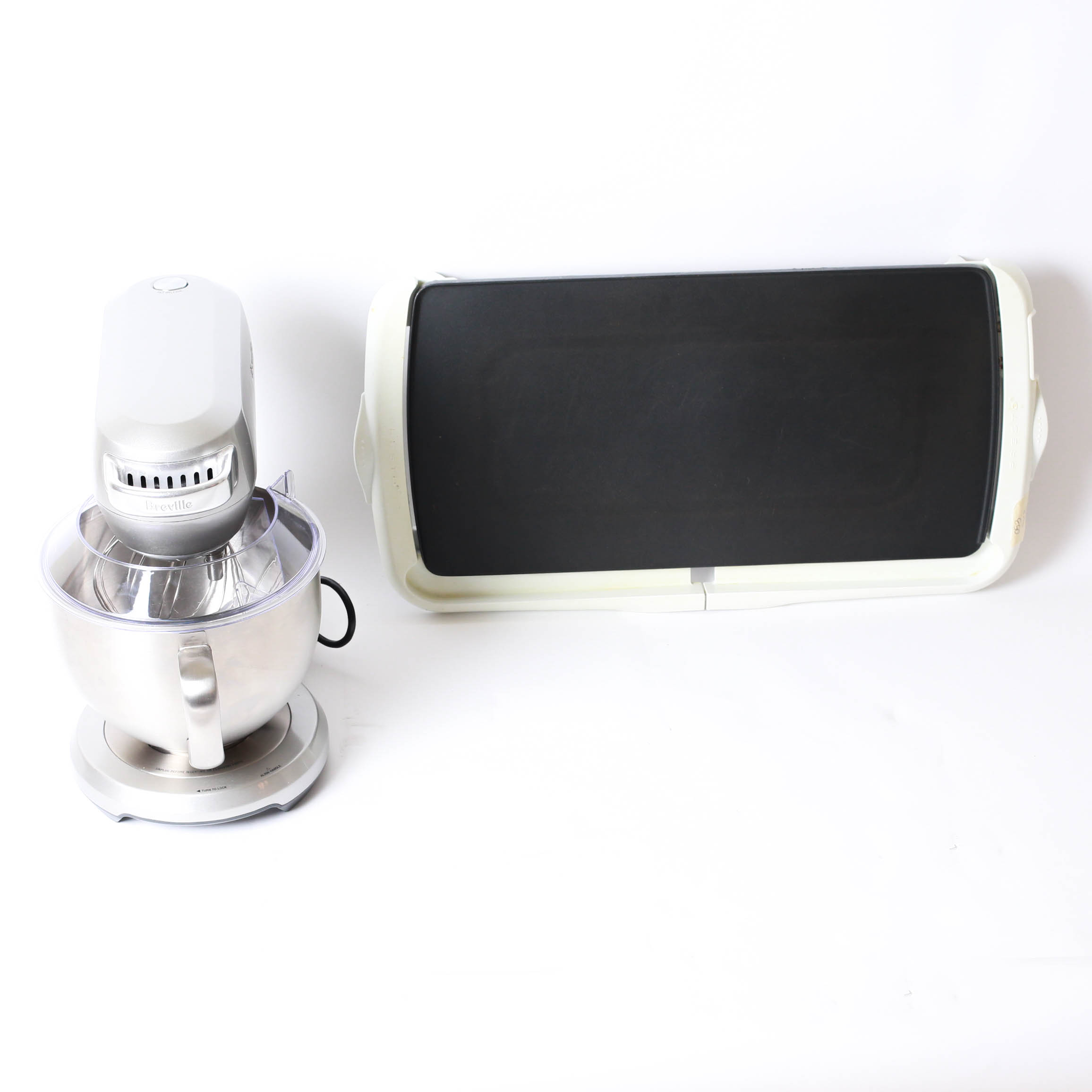 Silver Toned Breville Mixer and Presto Cool Touch Electric Griddle