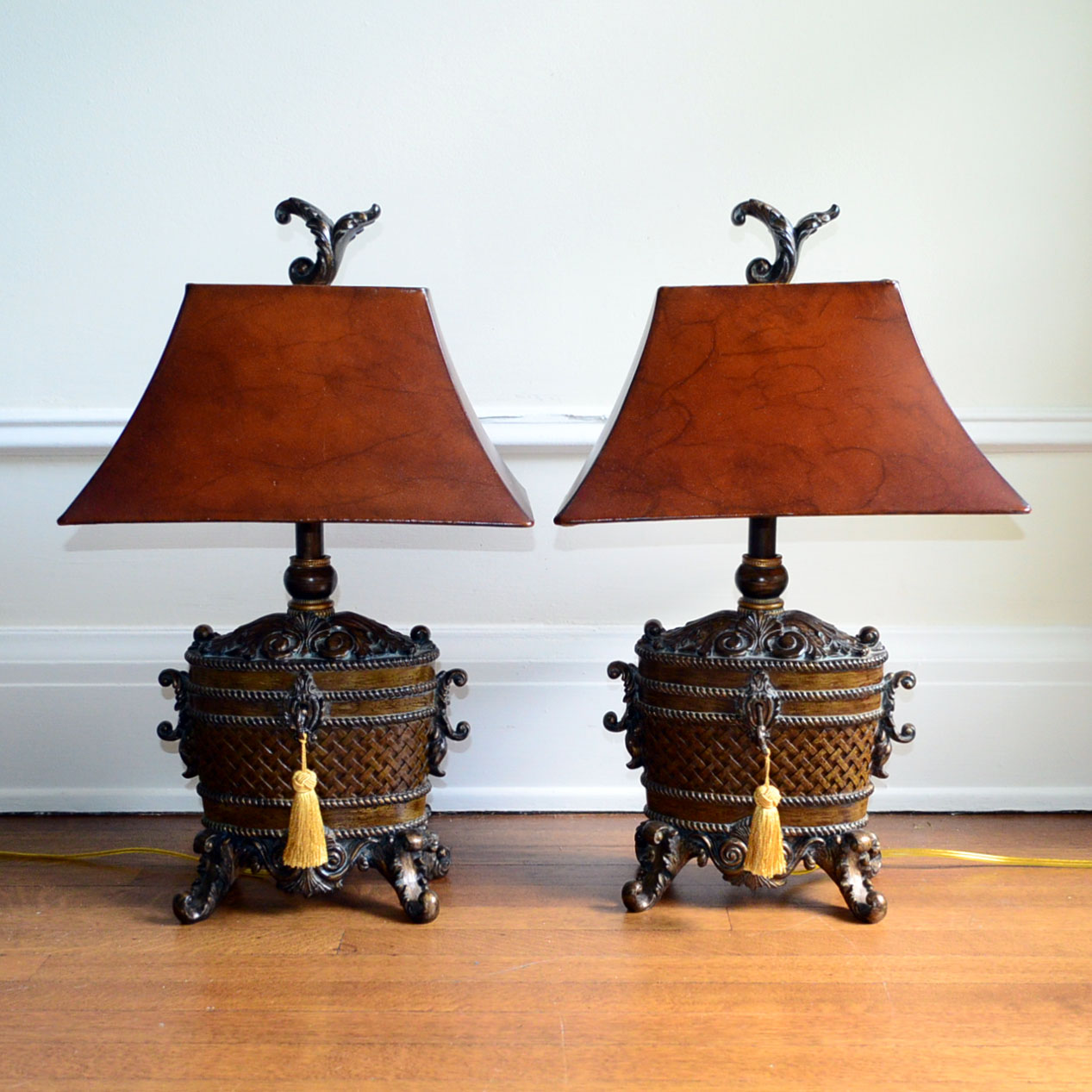 Pair Oiled Bronze Table Lamps