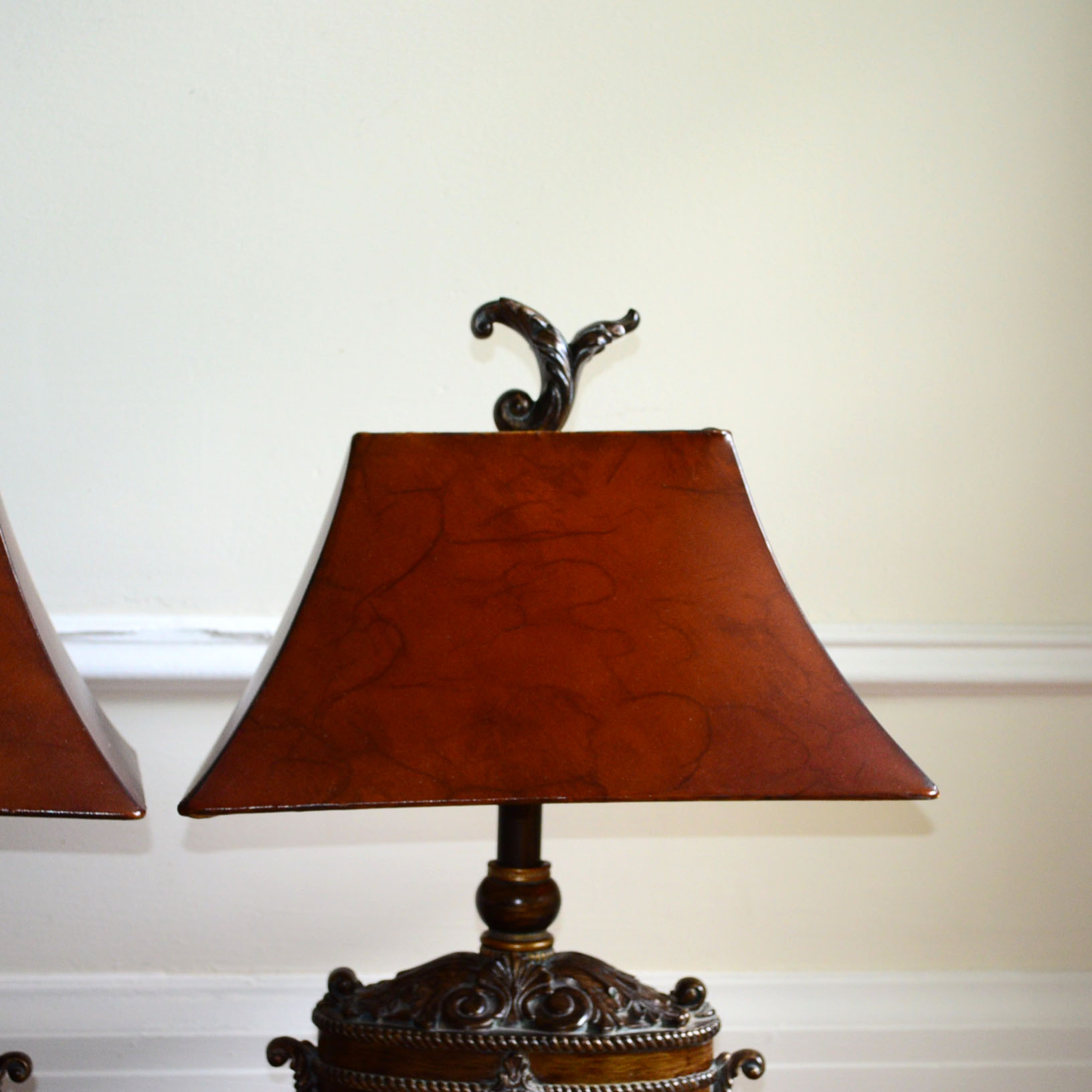 Pair Oiled Bronze Table Lamps
