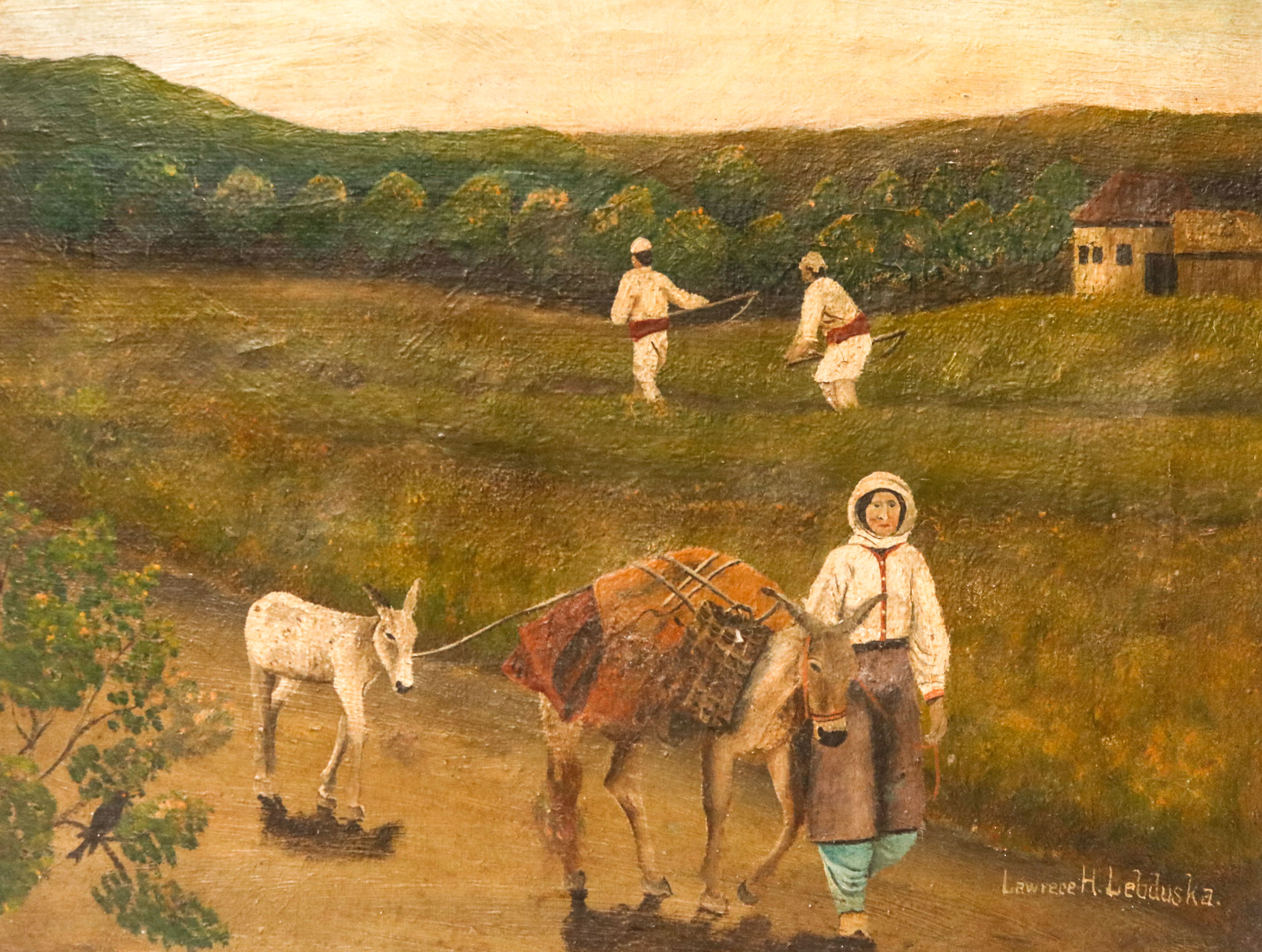 Original Oil Folk Art Painting by Lawrence Lebduska