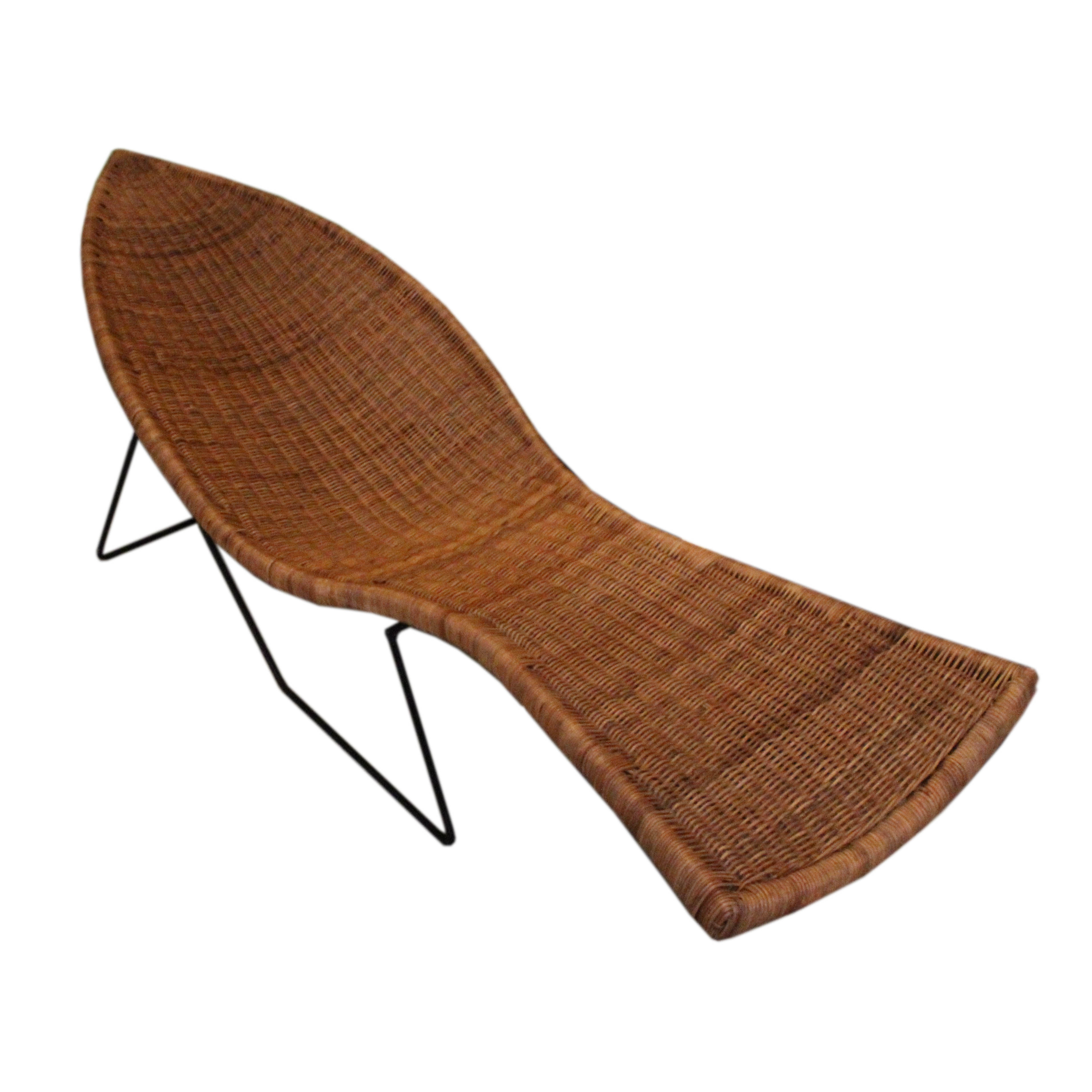 Vintage Mid-Century Tropi-Cal Wicker "Fish" Lounge Chair