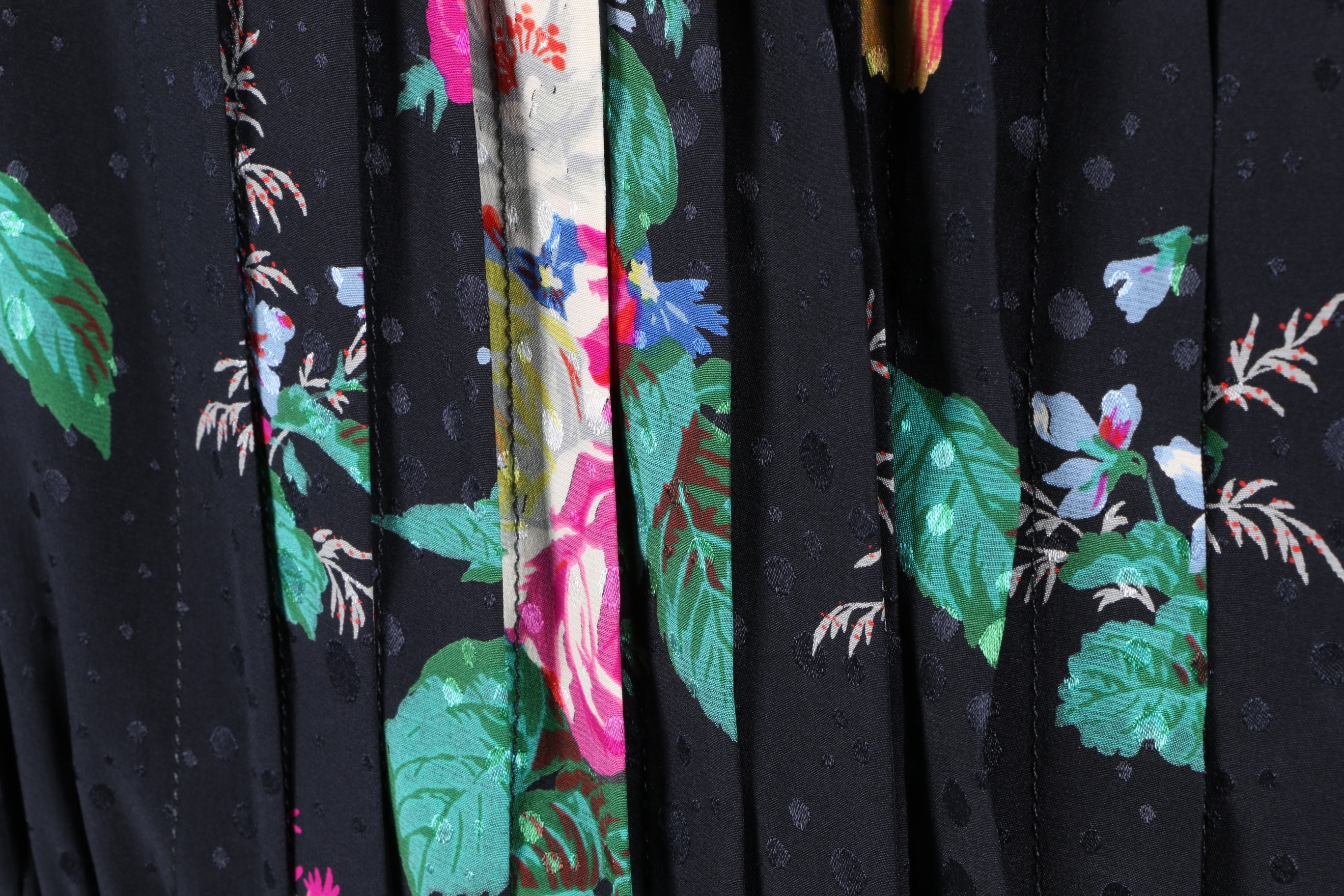 1980s Ungaro Black Floral Dress