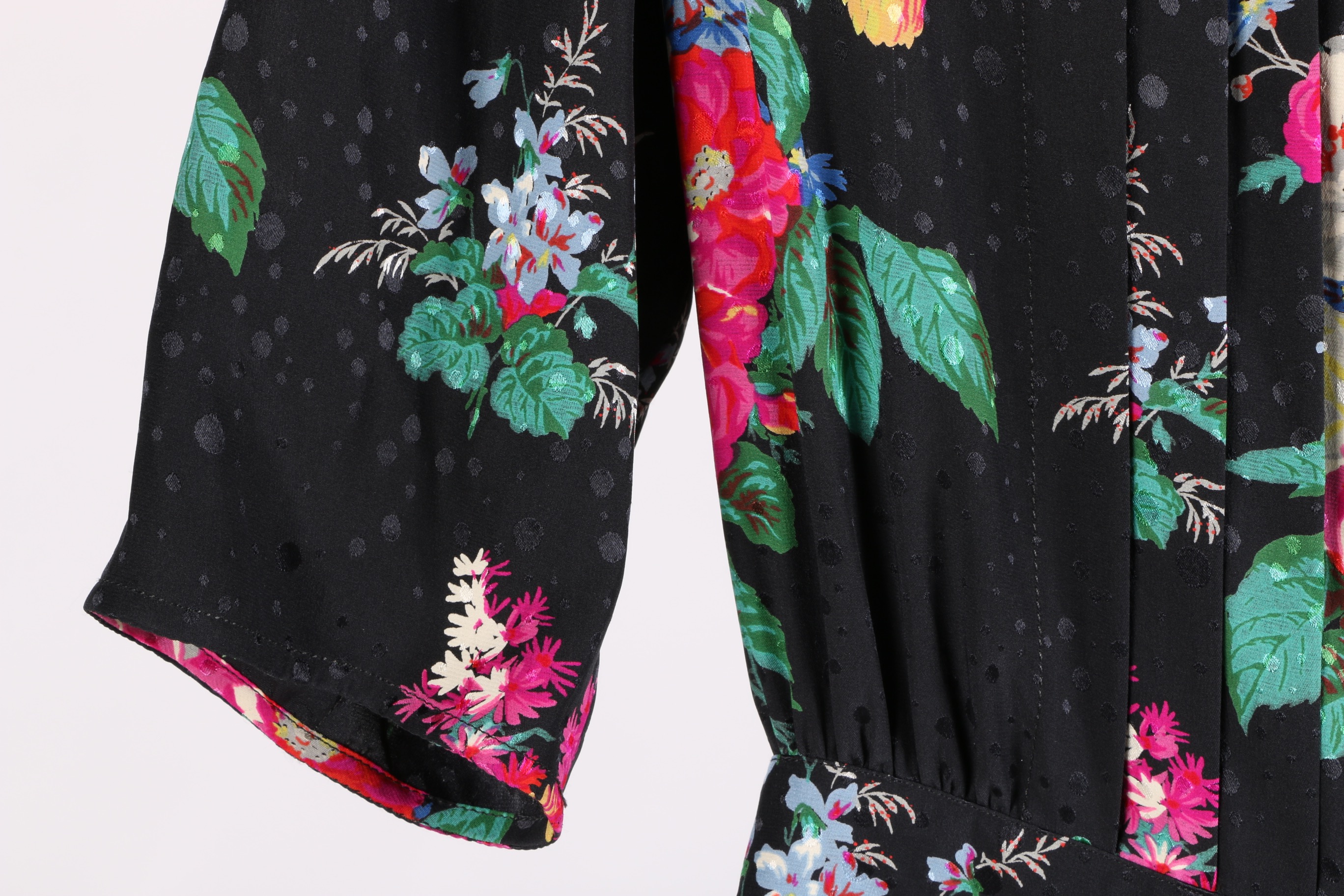 1980s Ungaro Black Floral Dress