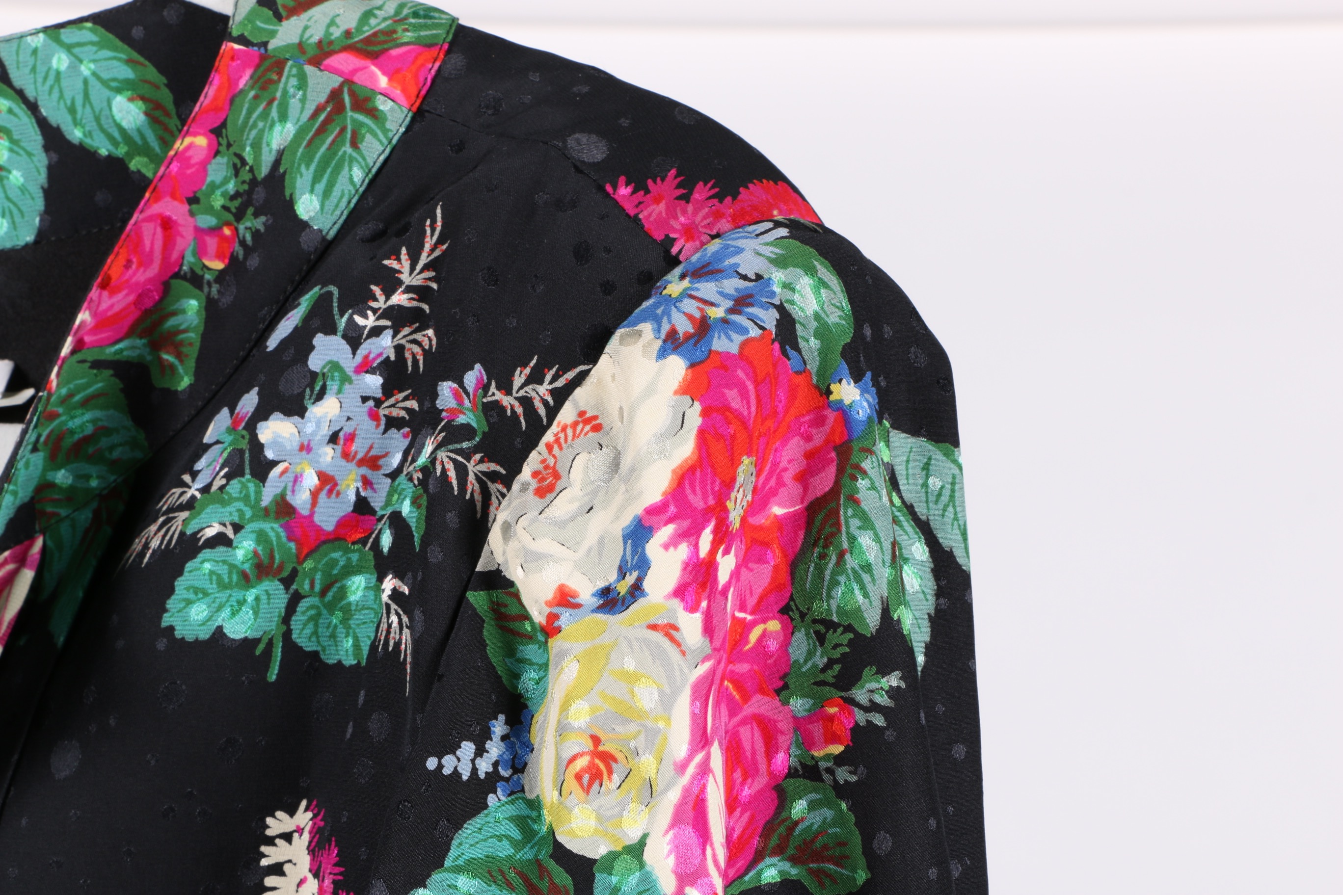 1980s Ungaro Black Floral Dress