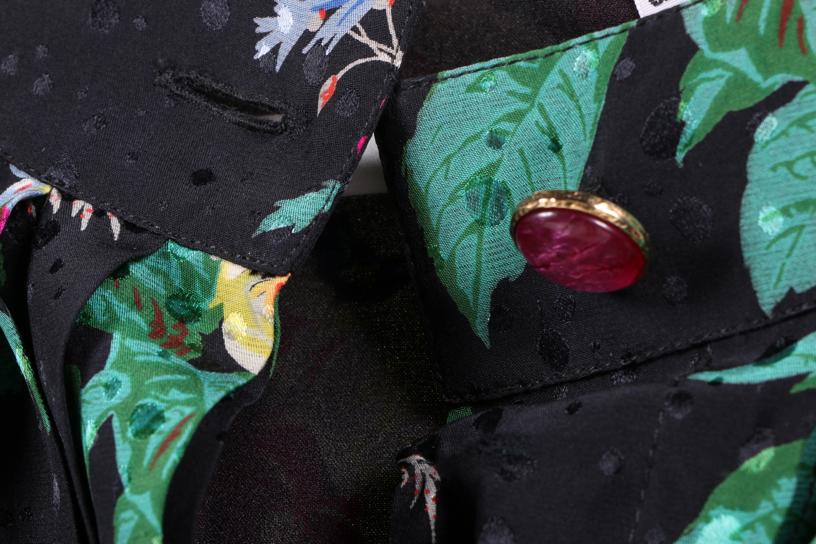 1980s Ungaro Black Floral Dress