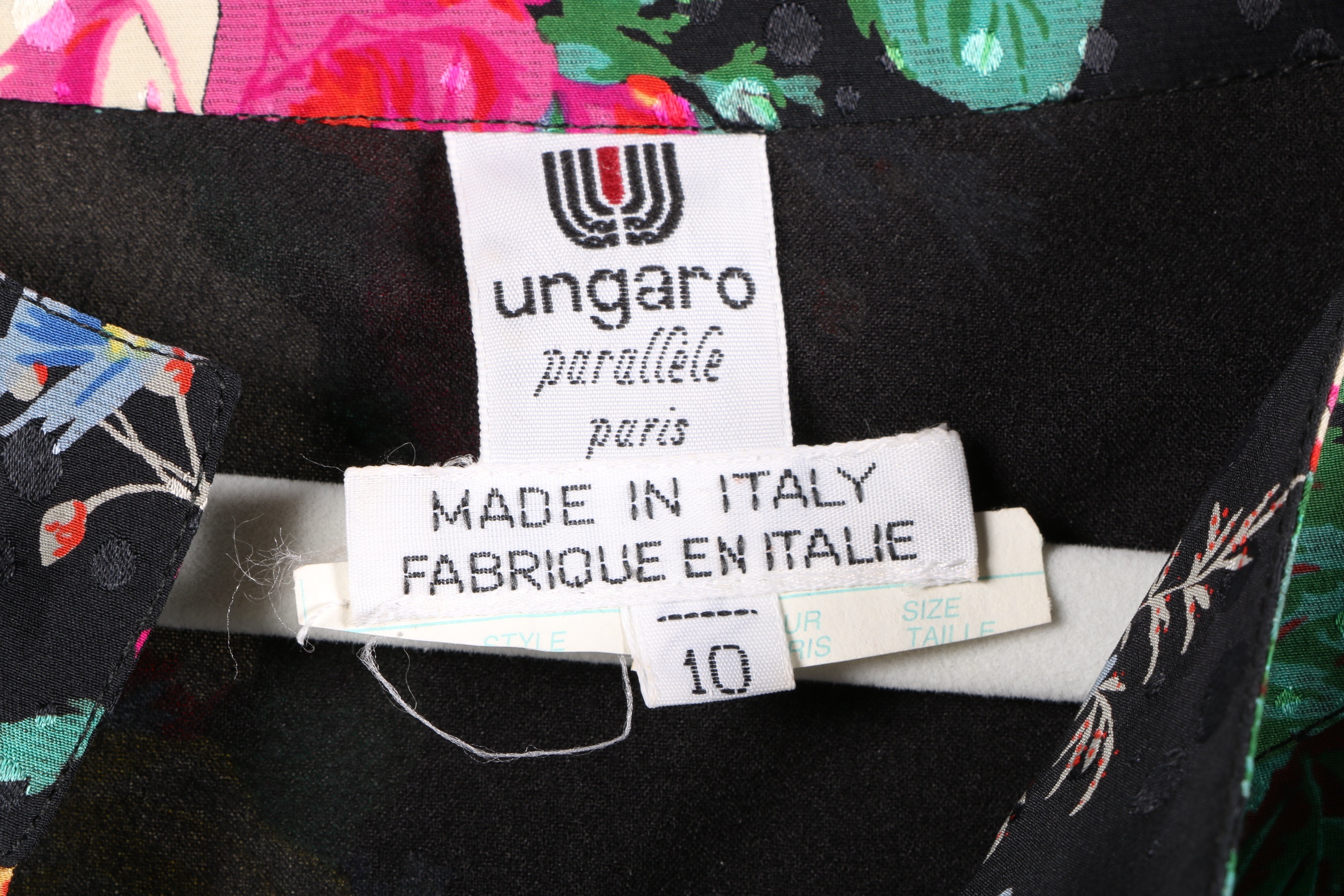 1980s Ungaro Black Floral Dress