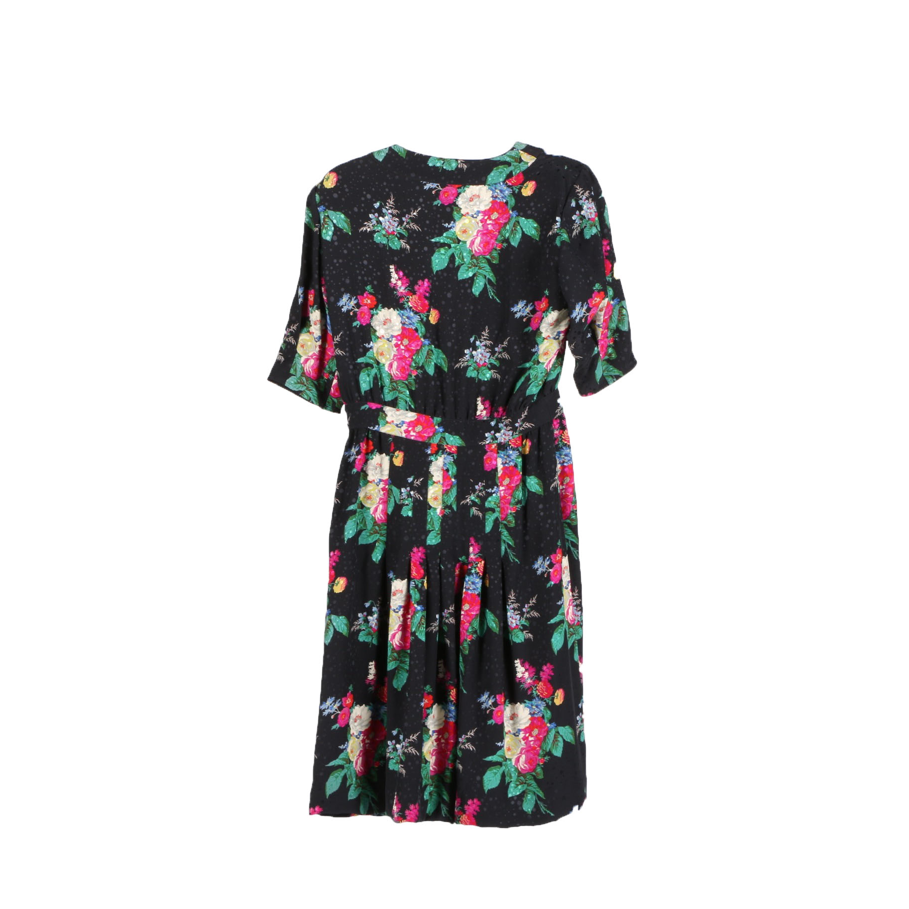 1980s Ungaro Black Floral Dress