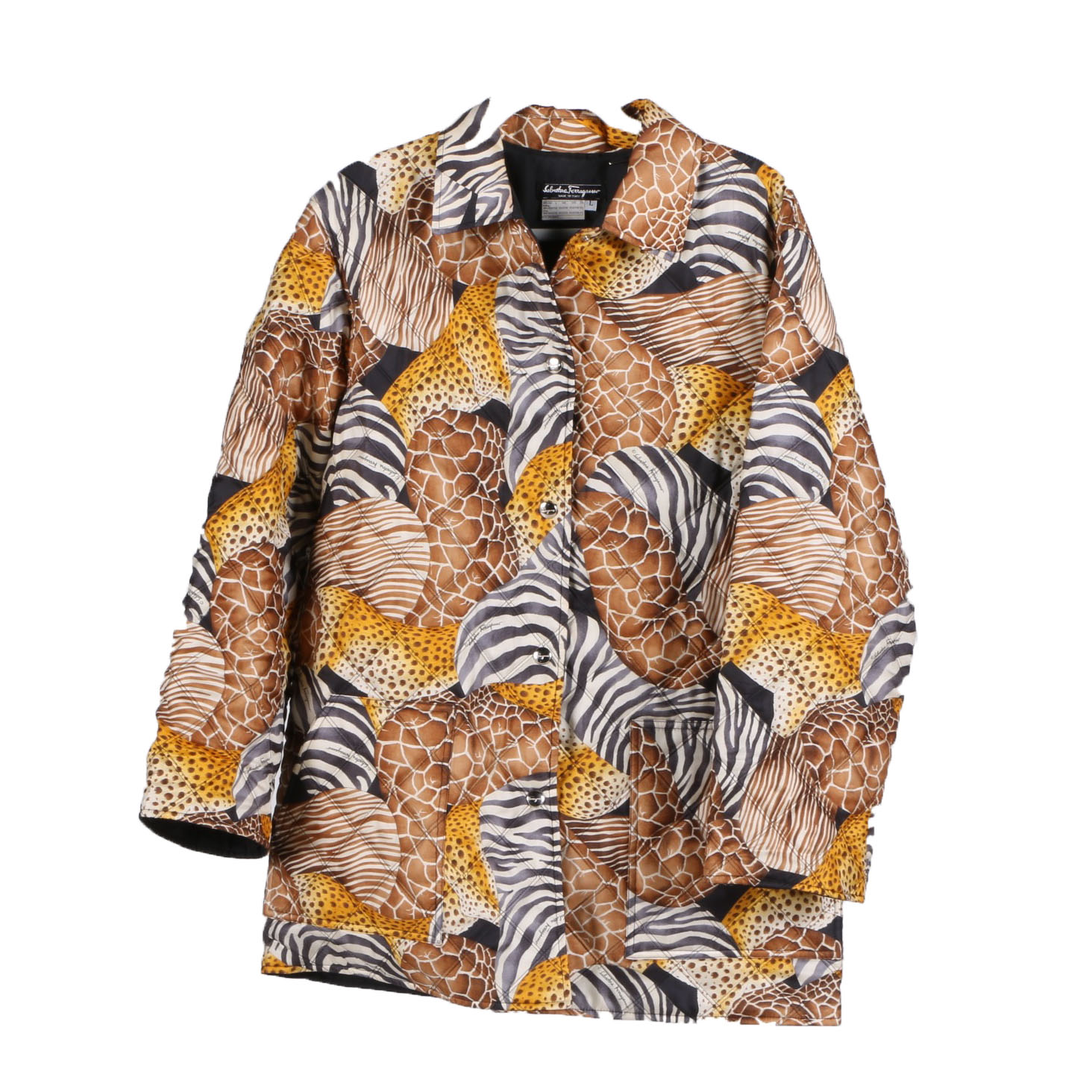 Vintage Salvatore Ferregamo Quilted Animal Print Jacket
