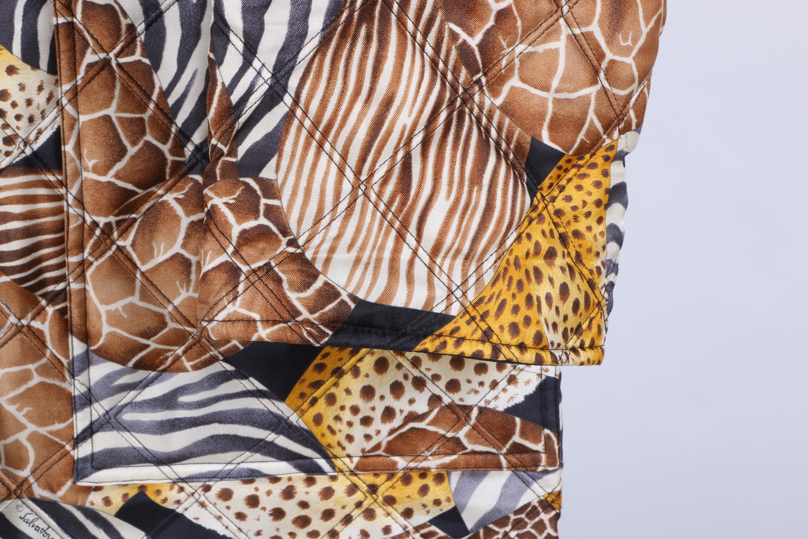 Vintage Salvatore Ferregamo Quilted Animal Print Jacket