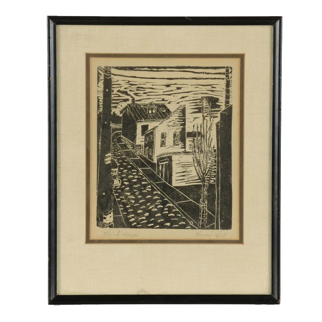 Leonard Lieb Woodcut "Landscape"