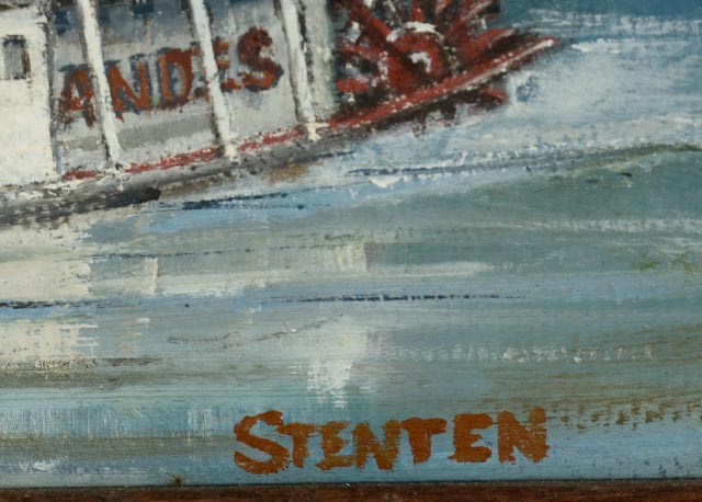 Pair of Stan Stenten Original Oil Paintings of 19th-Century Steamboats