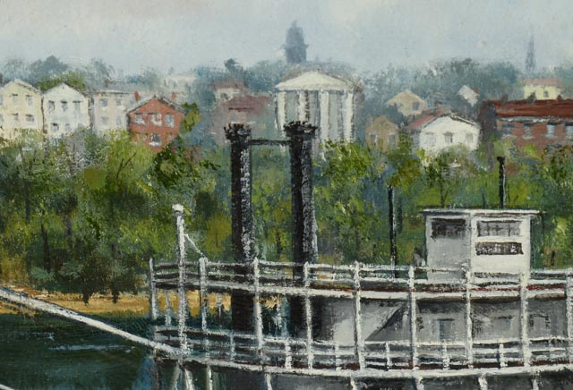 Pair of Stan Stenten Original Oil Paintings of 19th-Century Steamboats