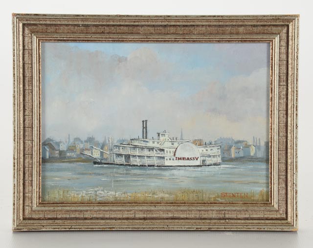 Pair of Stan Stenten Original Oil Paintings of 19th-Century Steamboats