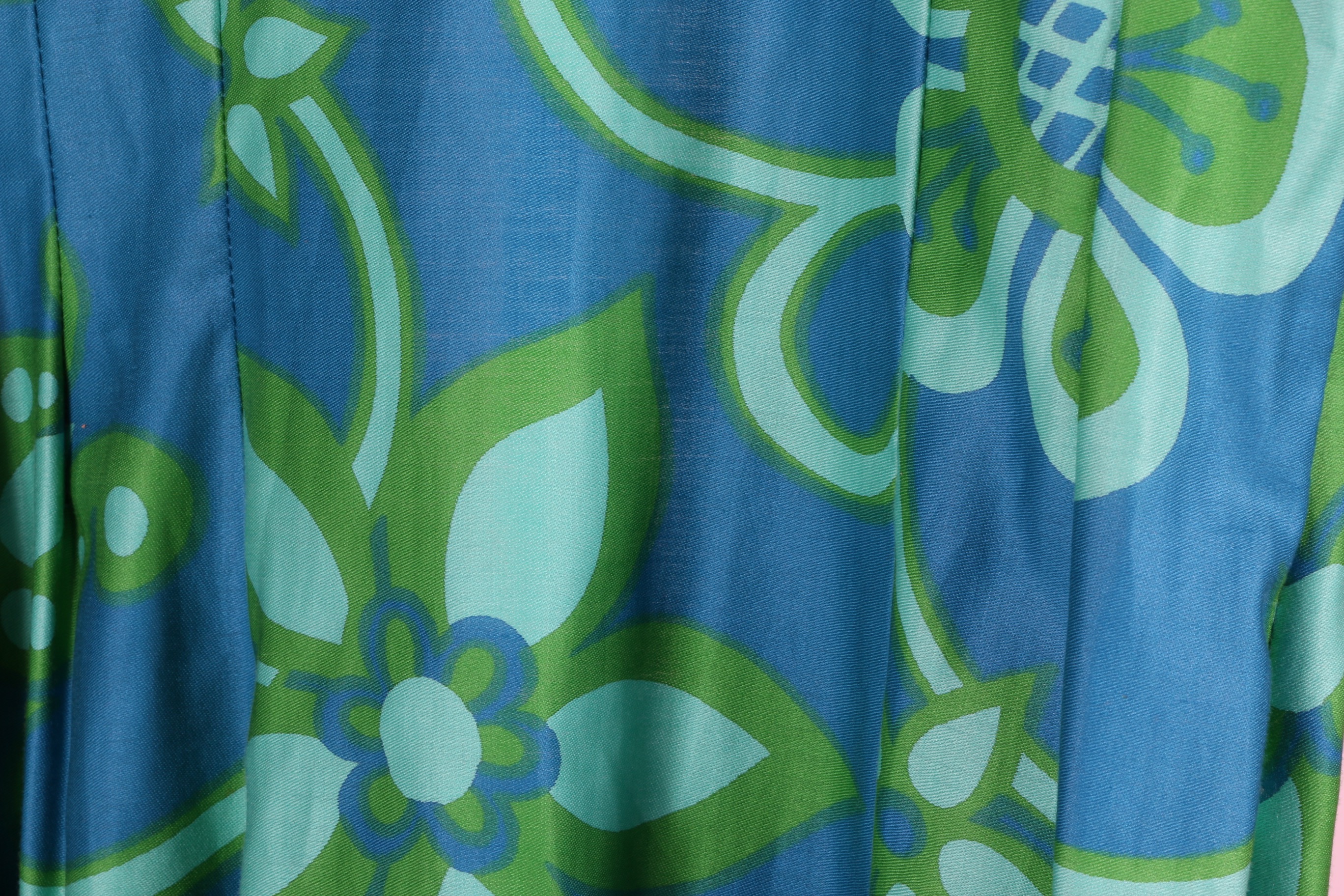 Vintage Flutter Sleeve Hawaiian Maxi Dress