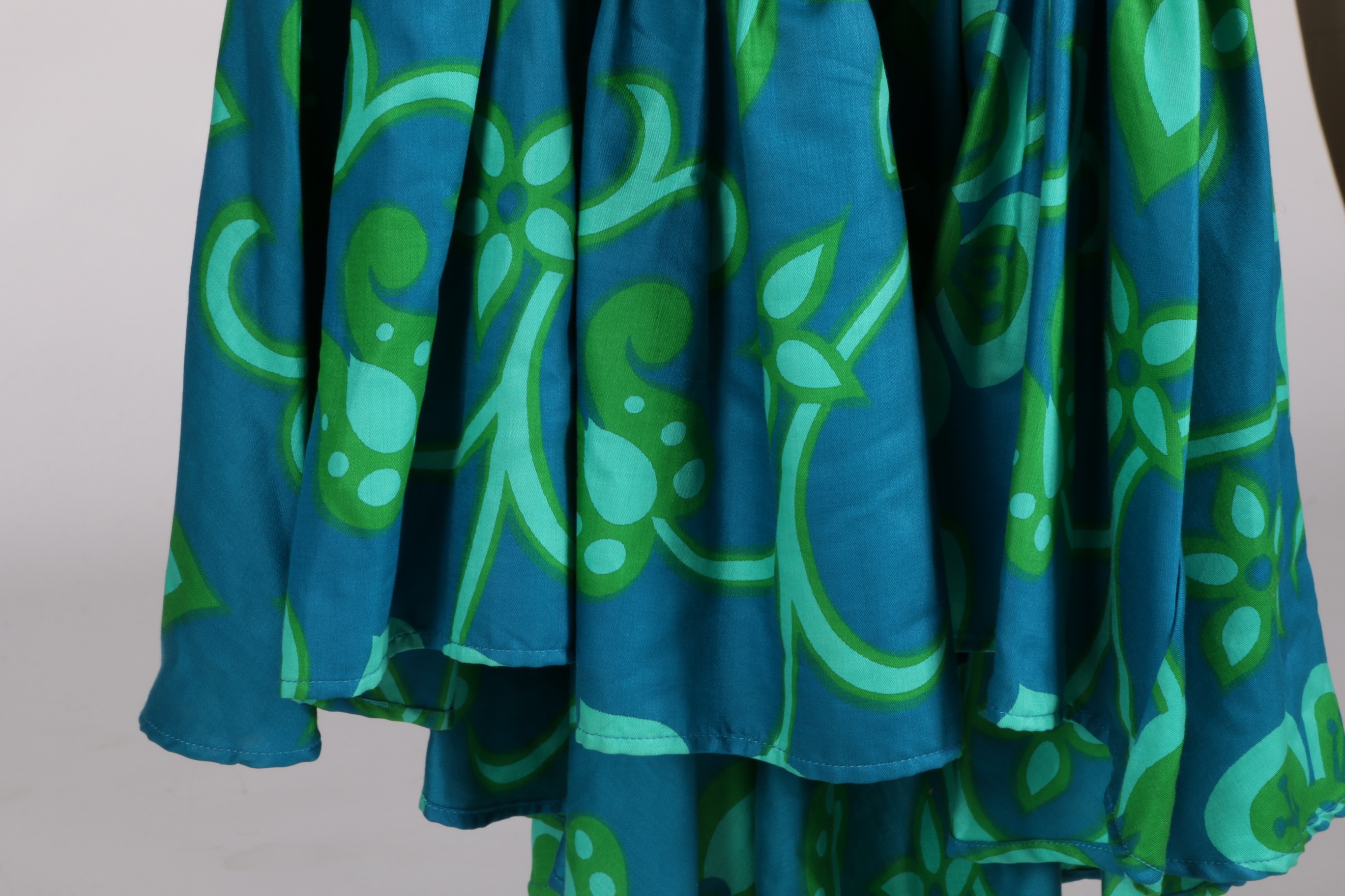 Vintage Flutter Sleeve Hawaiian Maxi Dress