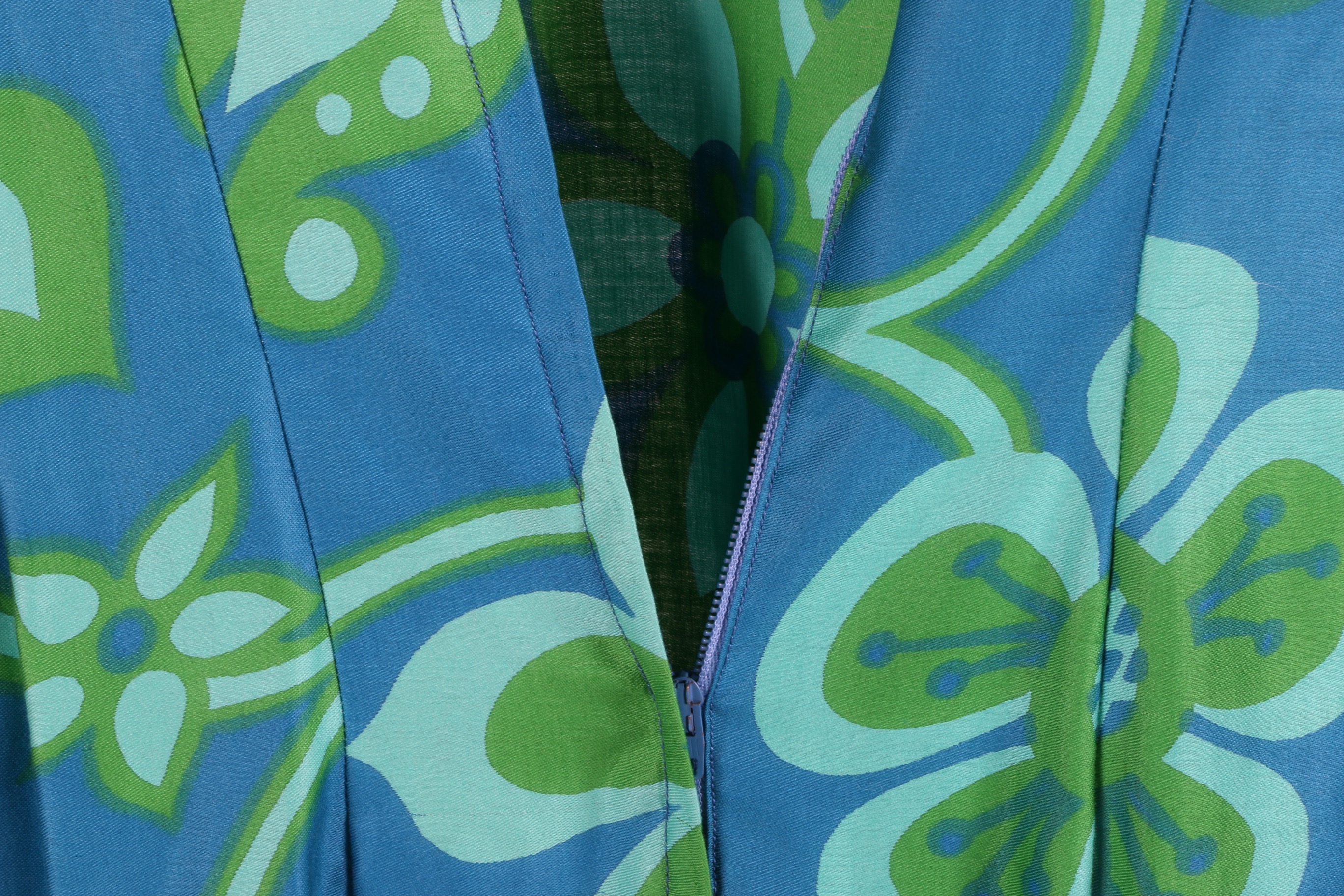 Vintage Flutter Sleeve Hawaiian Maxi Dress