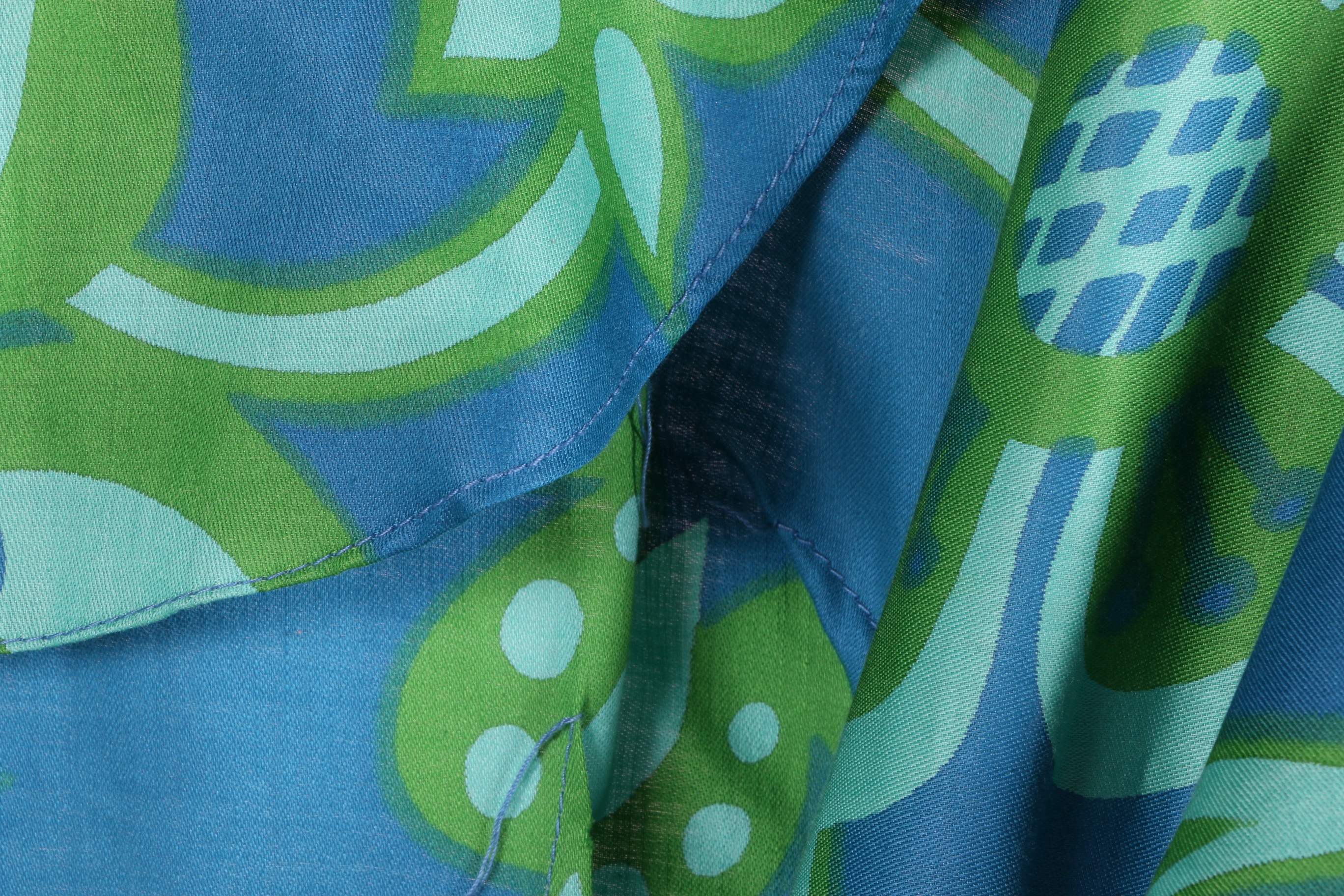 Vintage Flutter Sleeve Hawaiian Maxi Dress