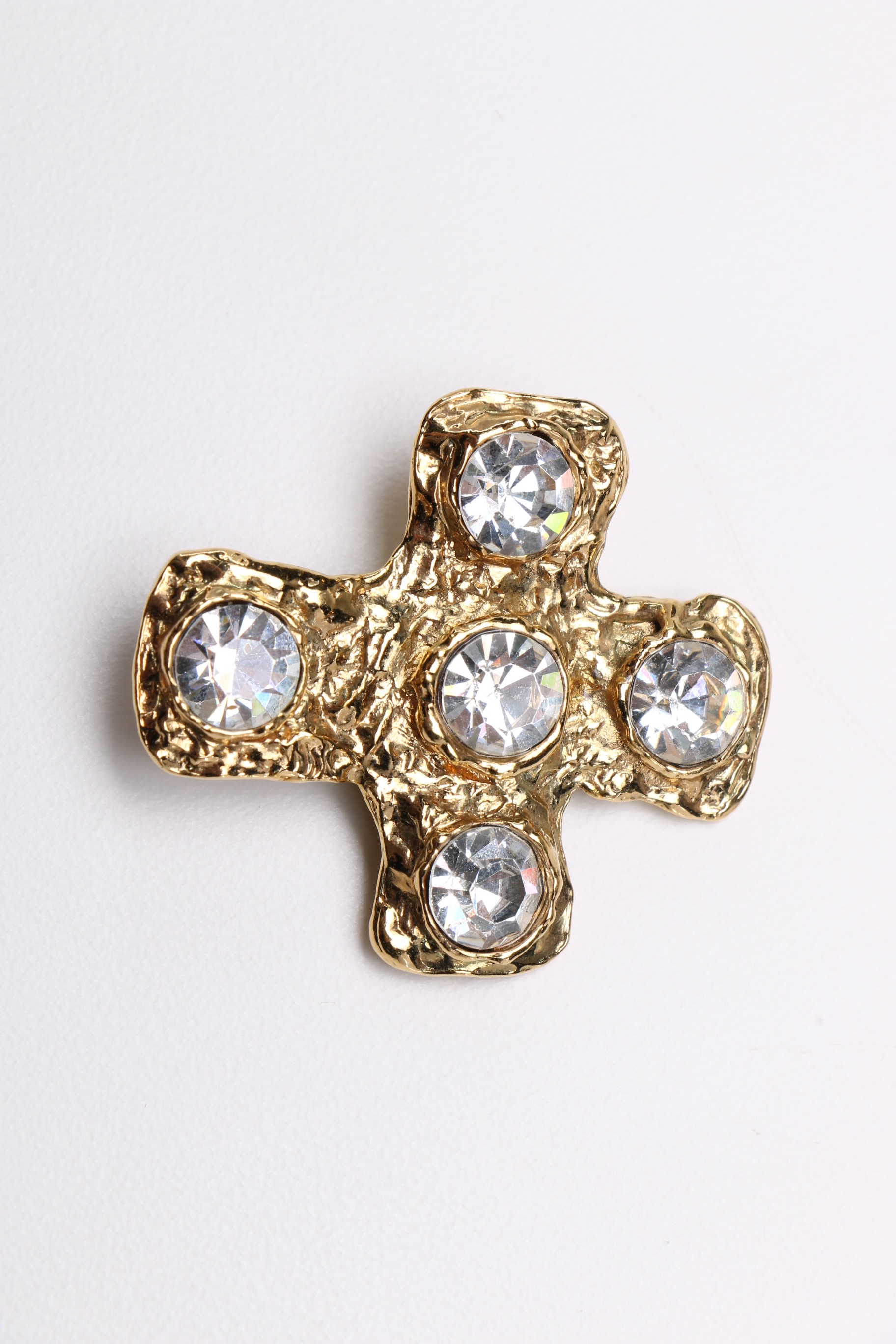 Christian Lacroix Gold Tone And Gemstone Cross Earrings