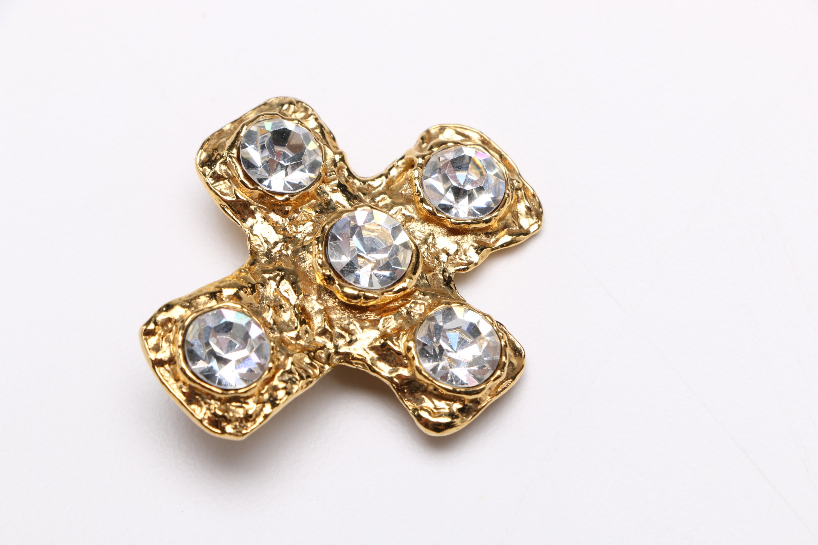 Christian Lacroix Gold Tone And Gemstone Cross Earrings