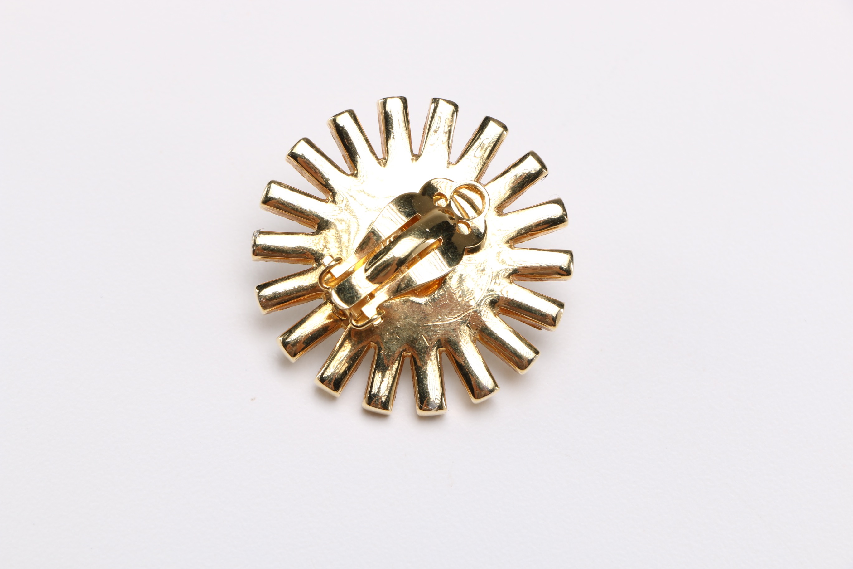 Gold Tone Earring with Faux Pearl and Swarovski  Crystals