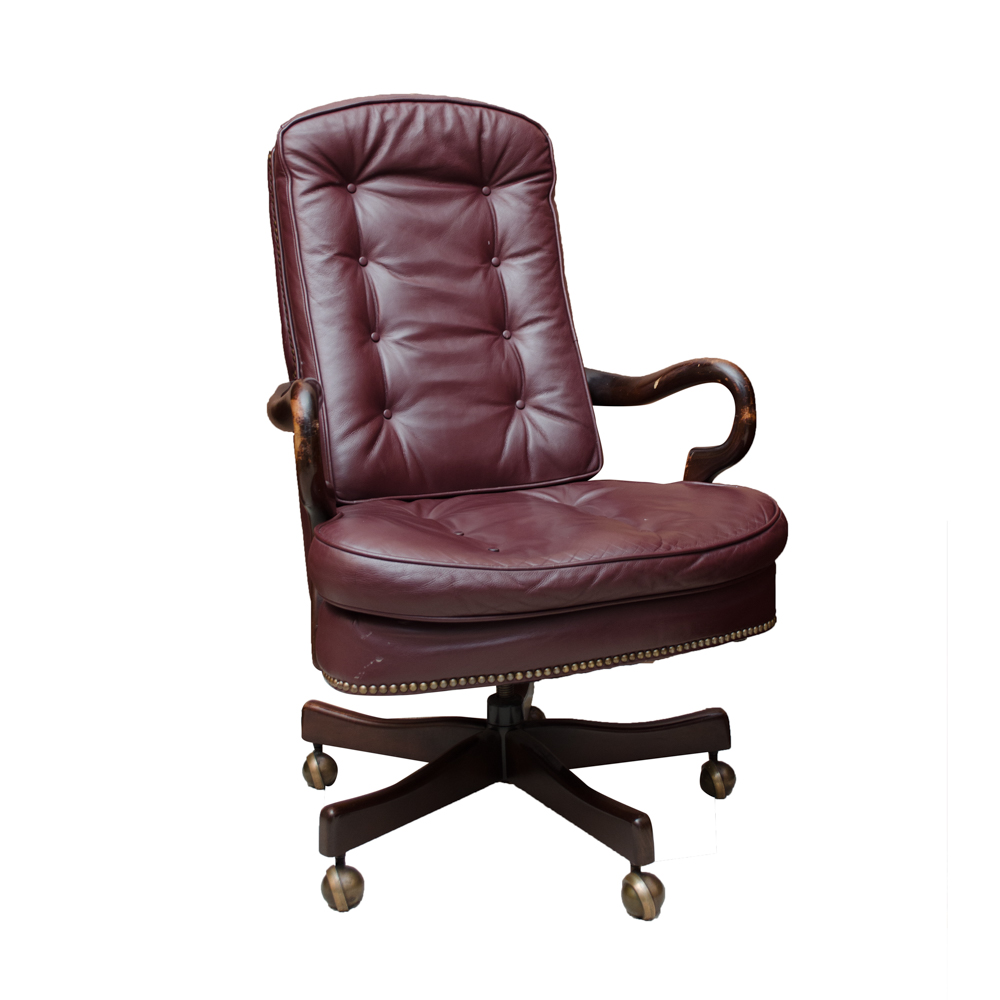 Leather Upholstered Wood Frame Office Chair