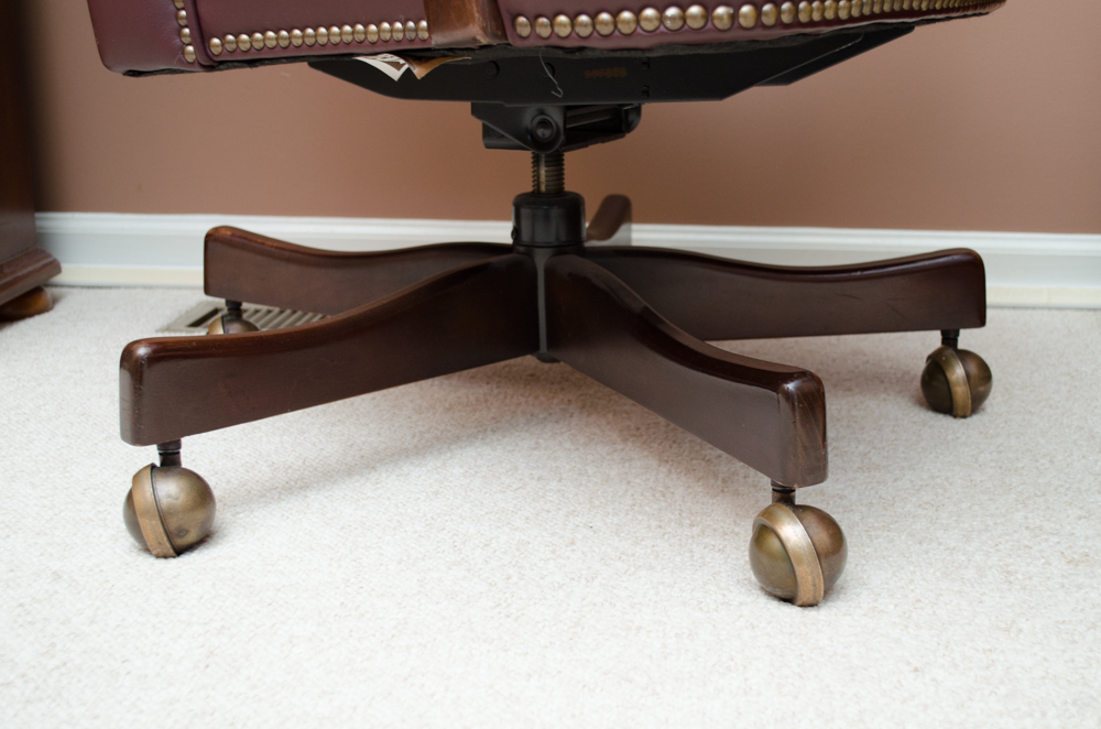 Leather Upholstered Wood Frame Office Chair