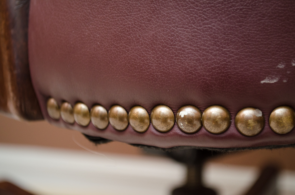 Leather Upholstered Wood Frame Office Chair