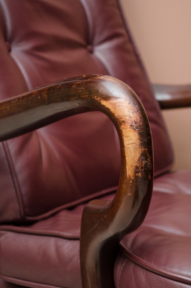 Leather Upholstered Wood Frame Office Chair