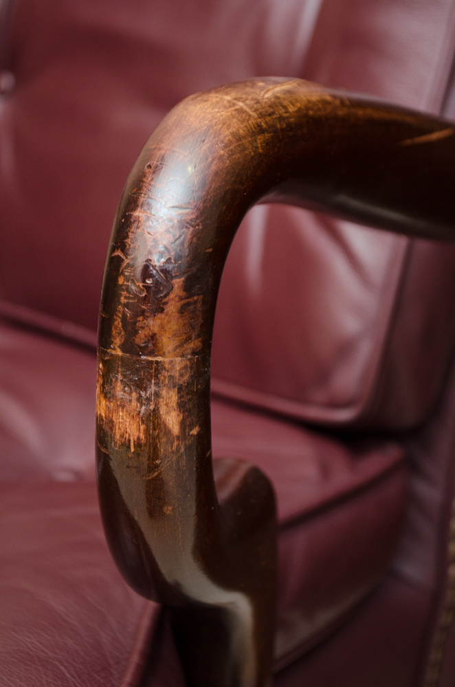 Leather Upholstered Wood Frame Office Chair