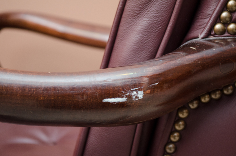 Leather Upholstered Wood Frame Office Chair