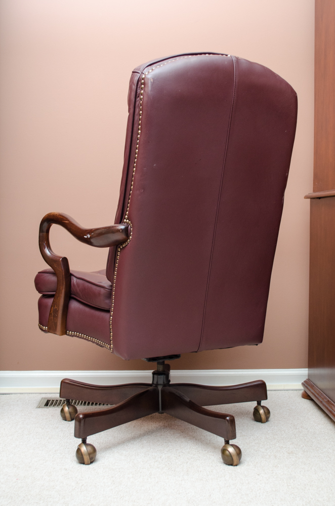 Leather Upholstered Wood Frame Office Chair