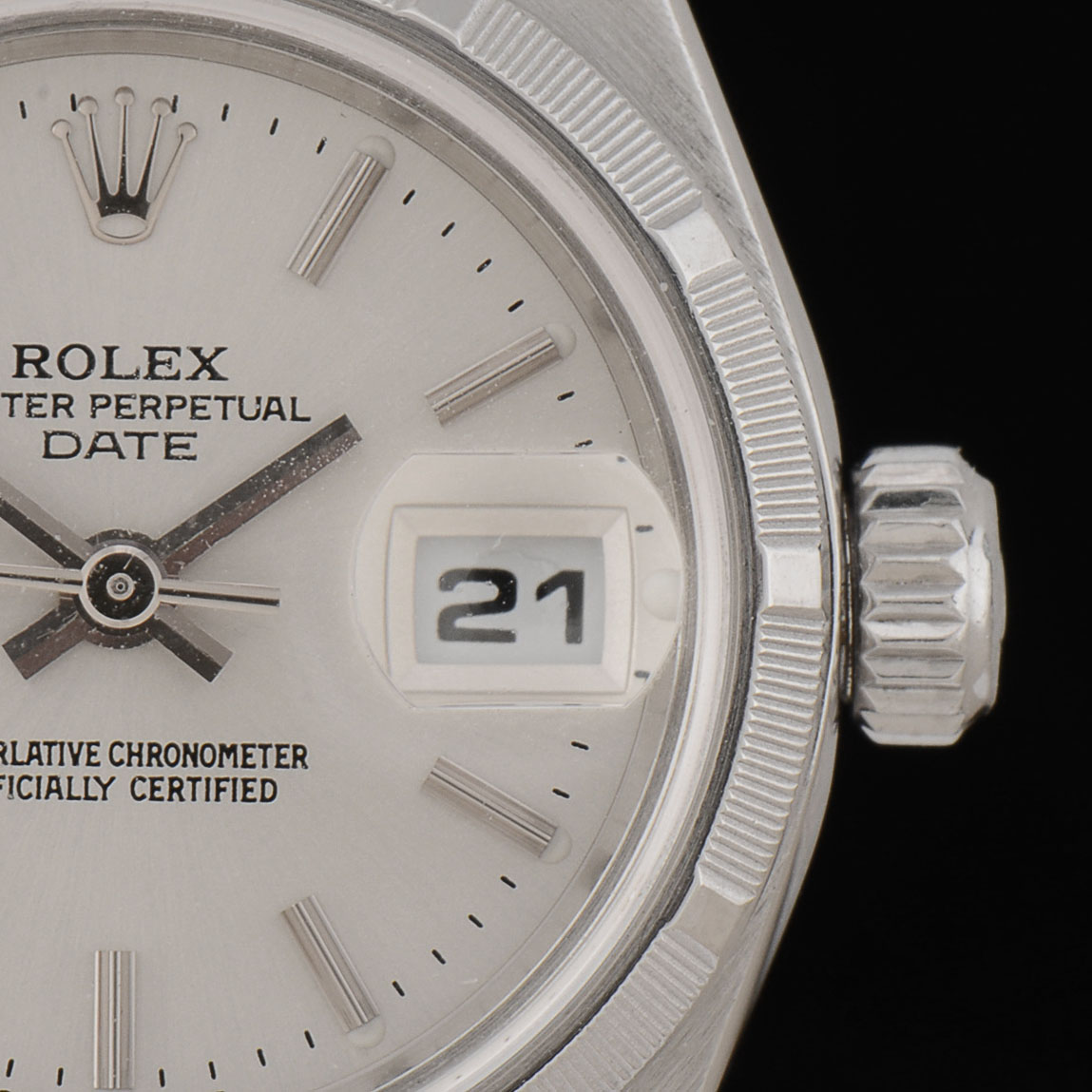 Women's Rolex Perpetual Date Stainless Steel Silver Index Oyster Perpetual Date Watch