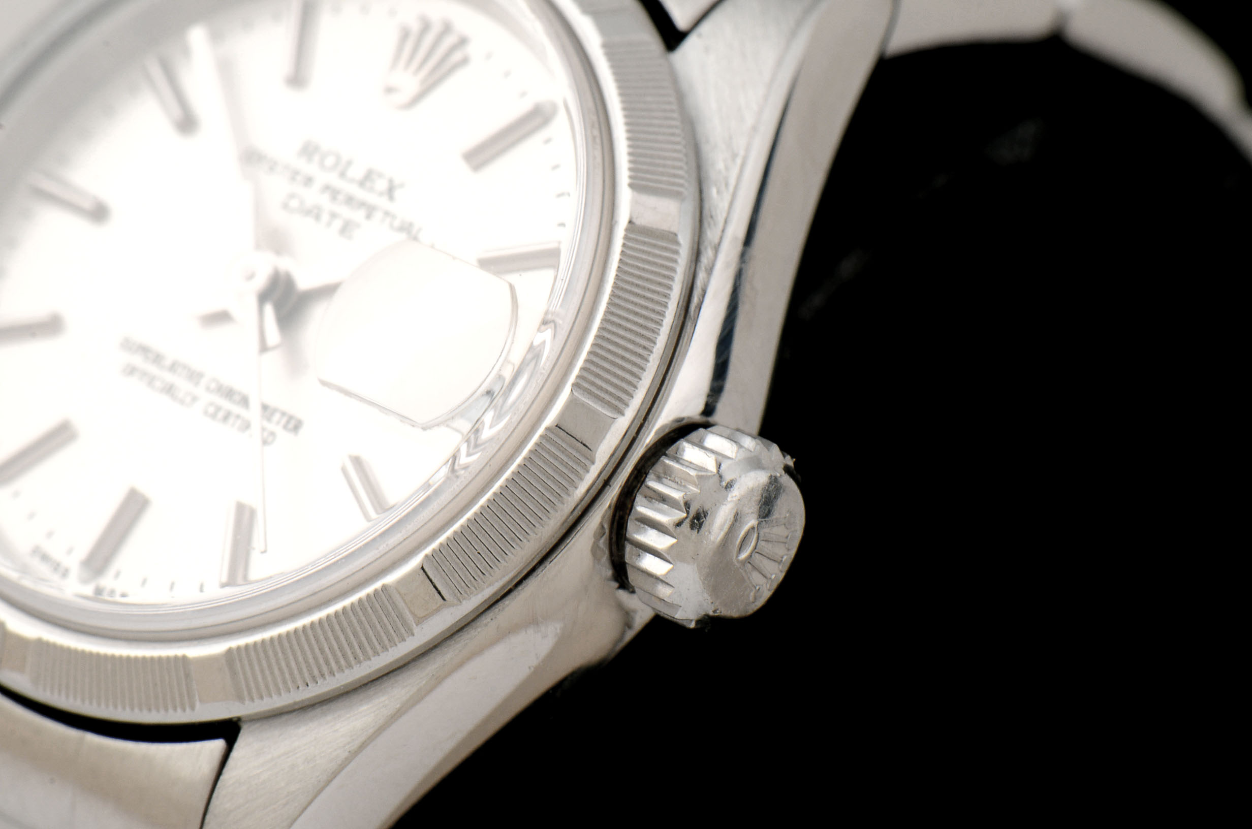 Women's Rolex Perpetual Date Stainless Steel Silver Index Oyster Perpetual Date Watch