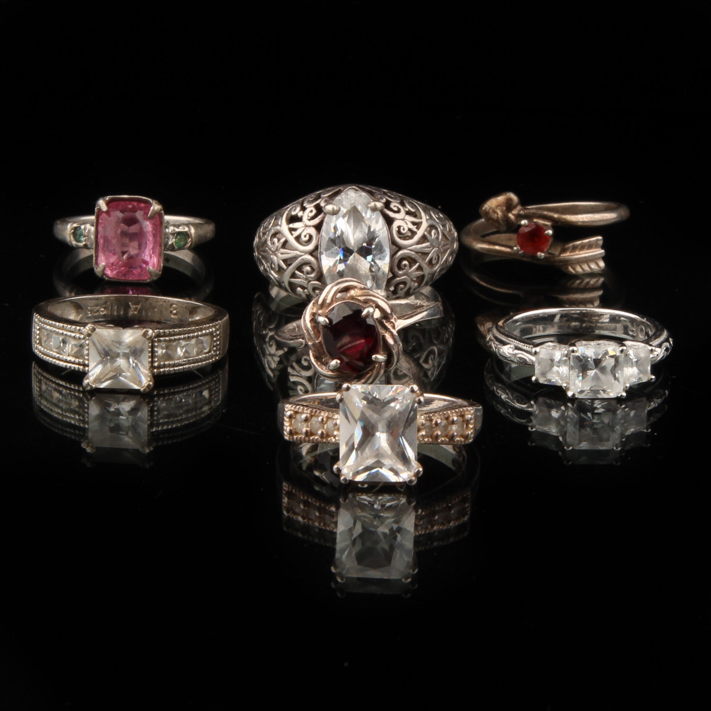 Sterling Silver Rings with Faux Stones