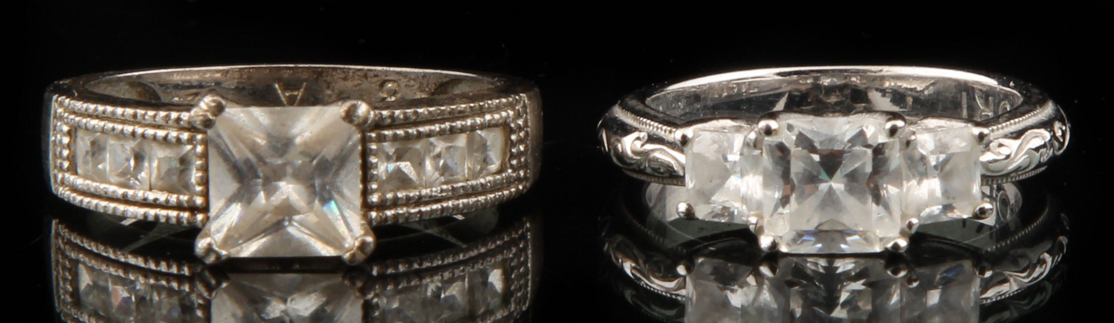 Sterling Silver Rings with Faux Stones