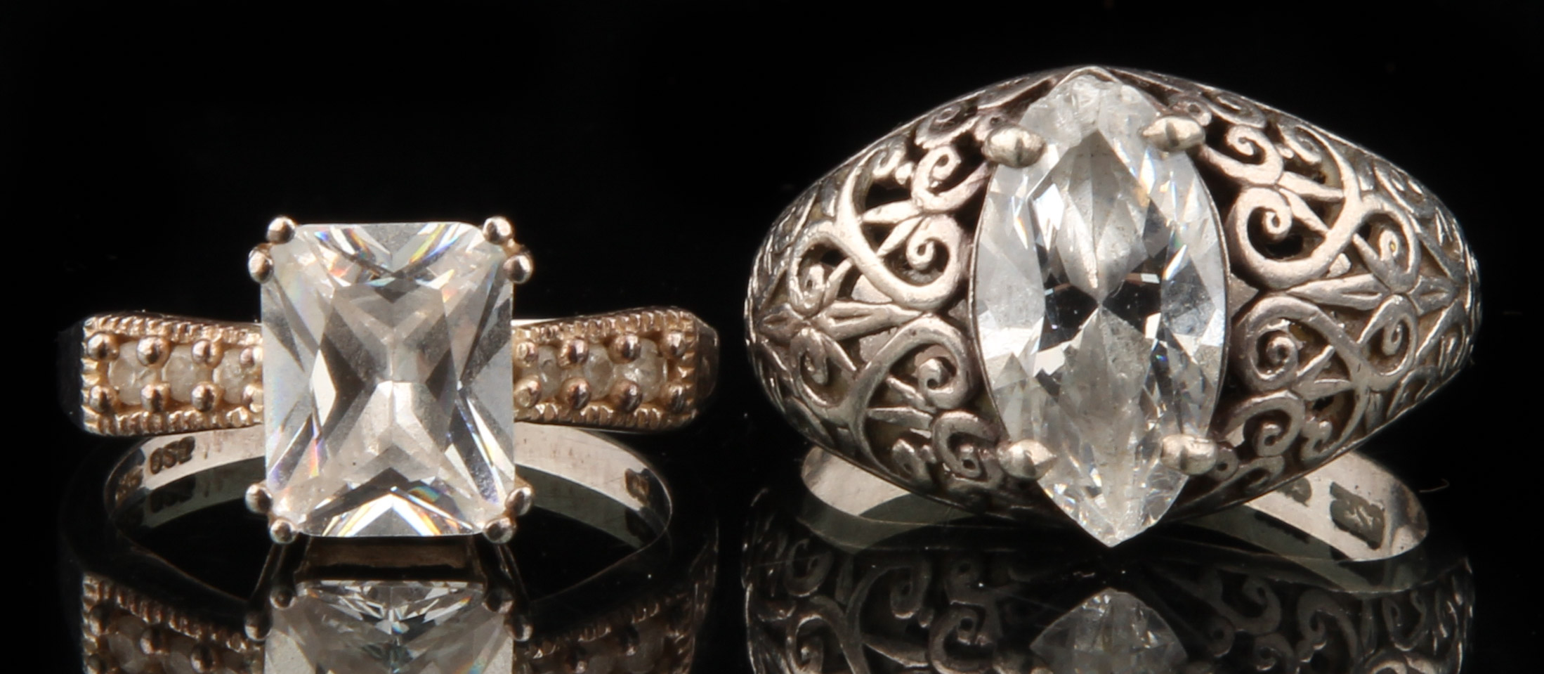 Sterling Silver Rings with Faux Stones