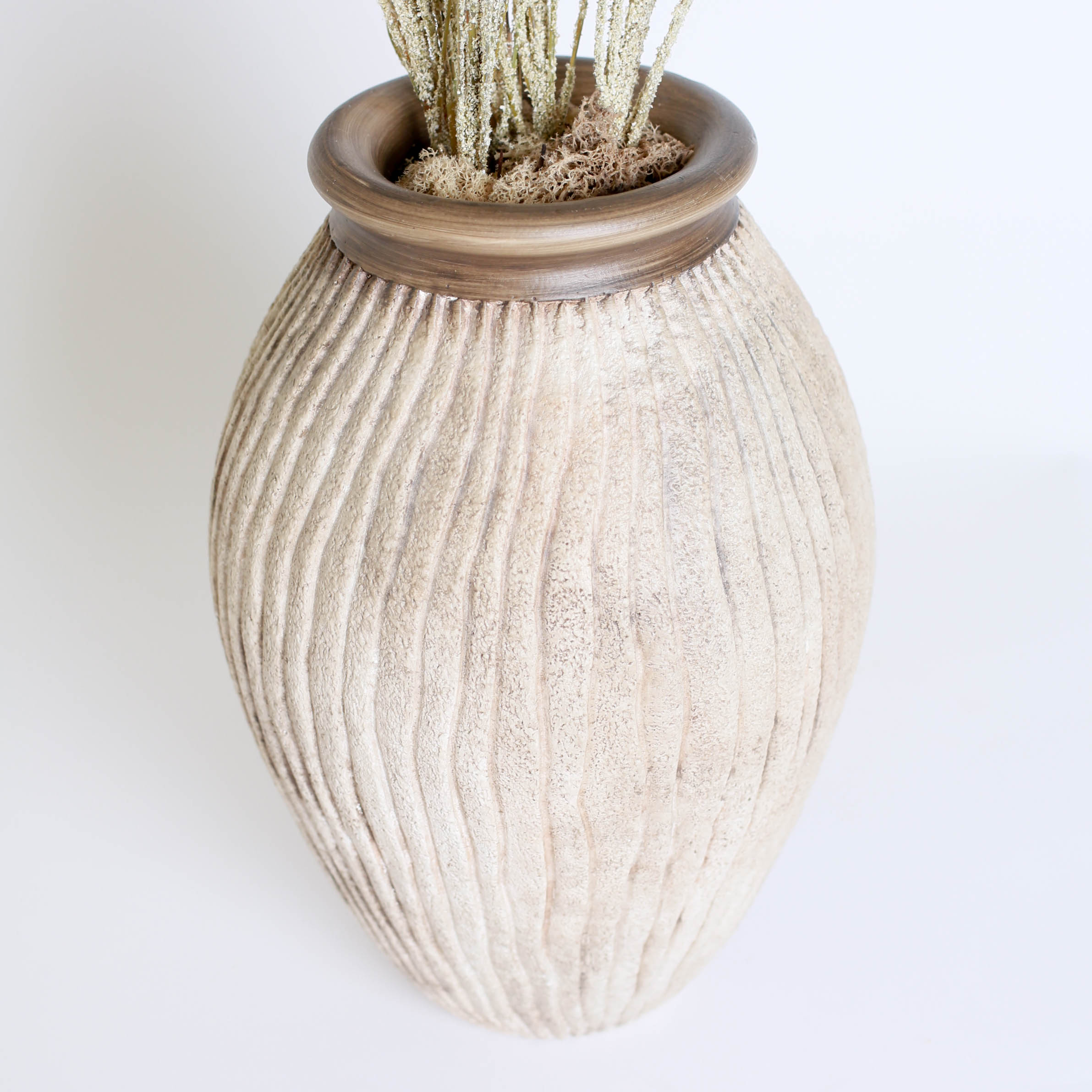 Small Wicker Plant Stand, and Two Vases