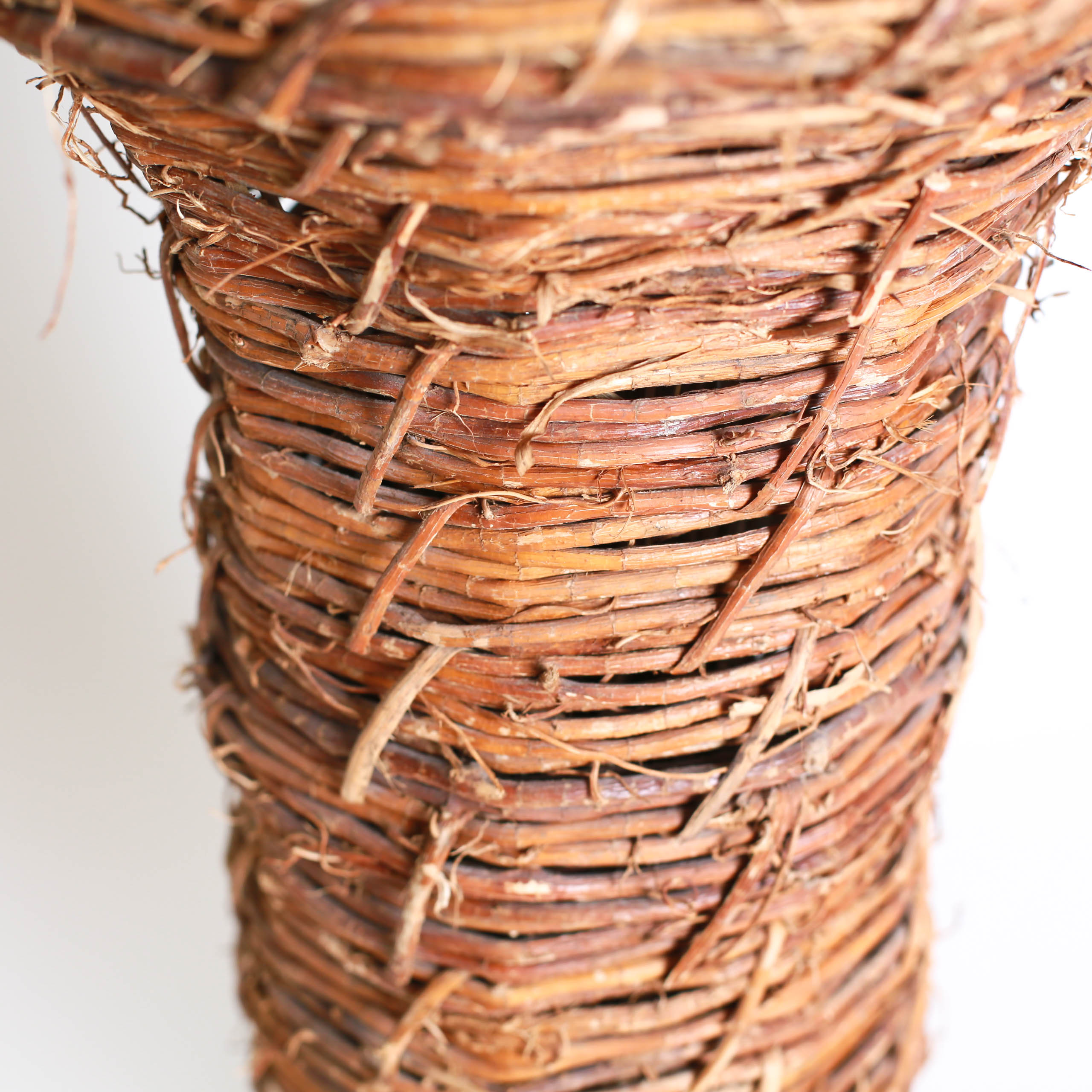 Small Wicker Plant Stand, and Two Vases