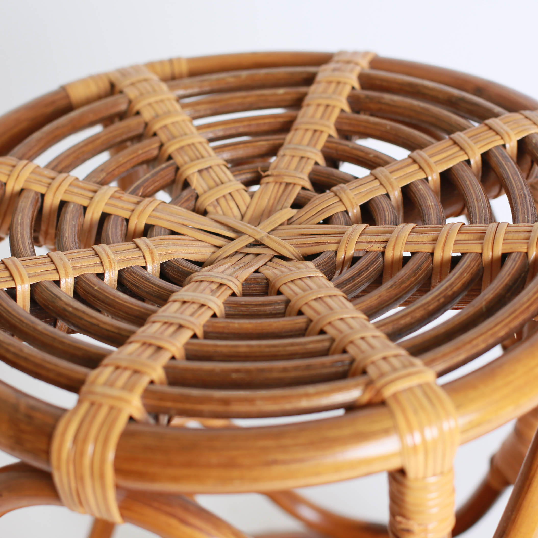 Small Wicker Plant Stand, and Two Vases