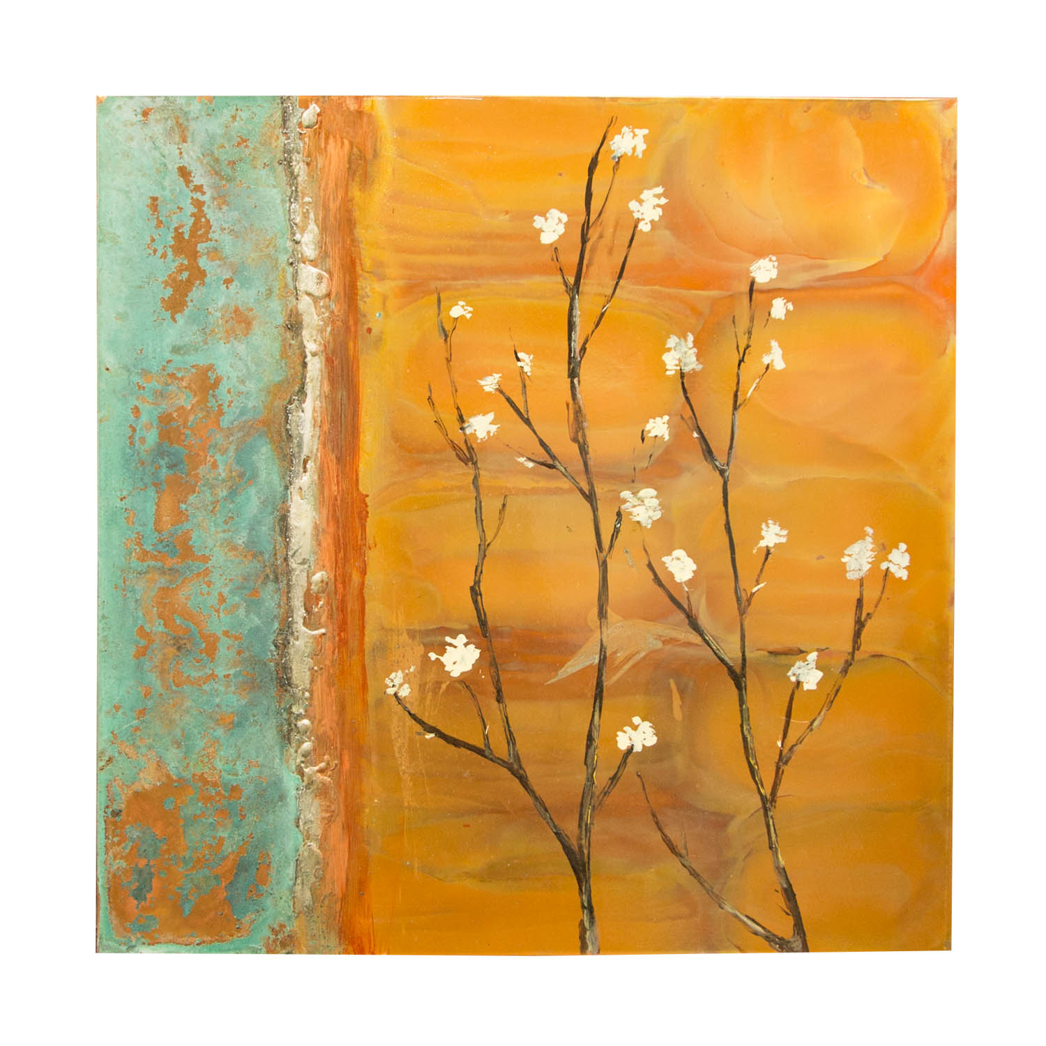 Ken Rausch "Cherry Blossom" Painting on Copper