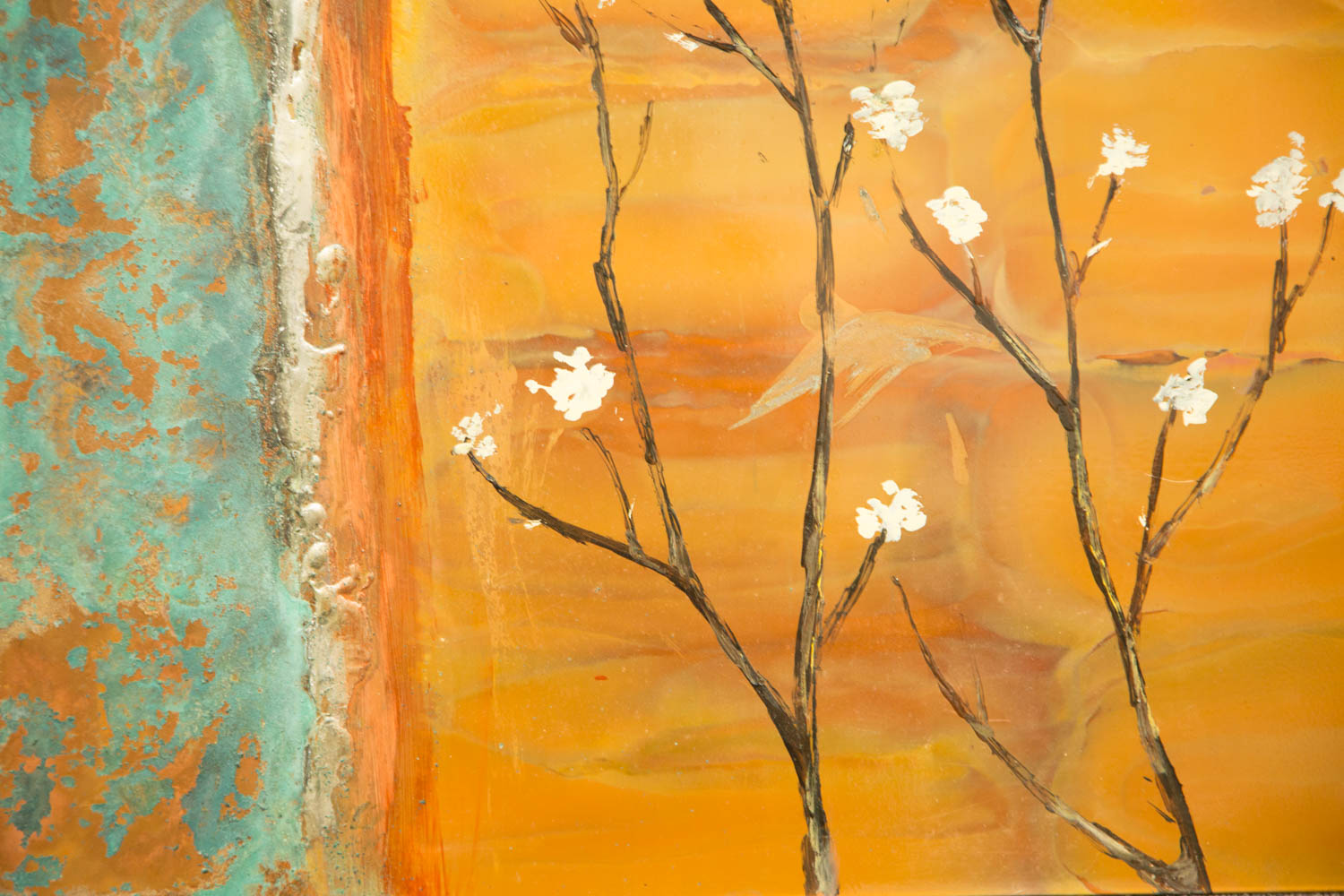 Ken Rausch "Cherry Blossom" Painting on Copper