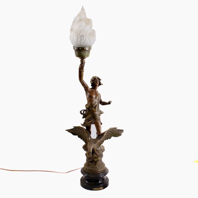 Antique Newel Post Lamp of Mercury Antique Newel Post Lamp of Mercury